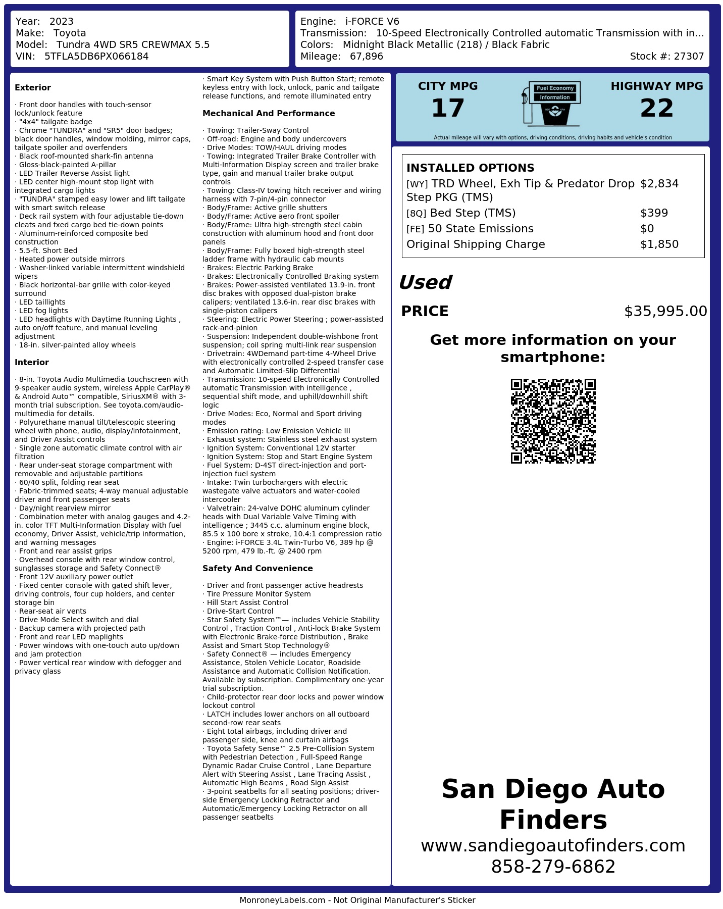 Monroney Label