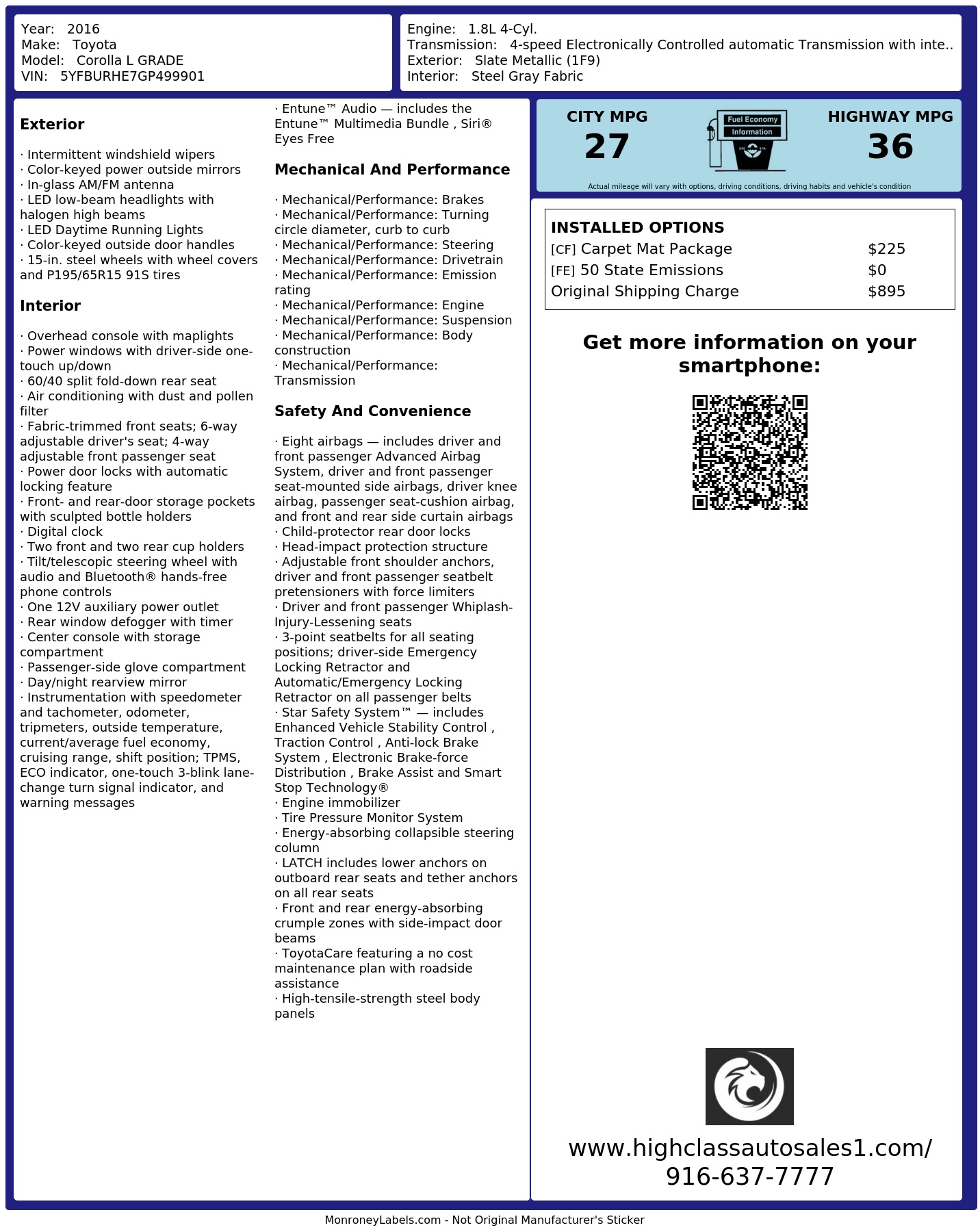 Monroney Label