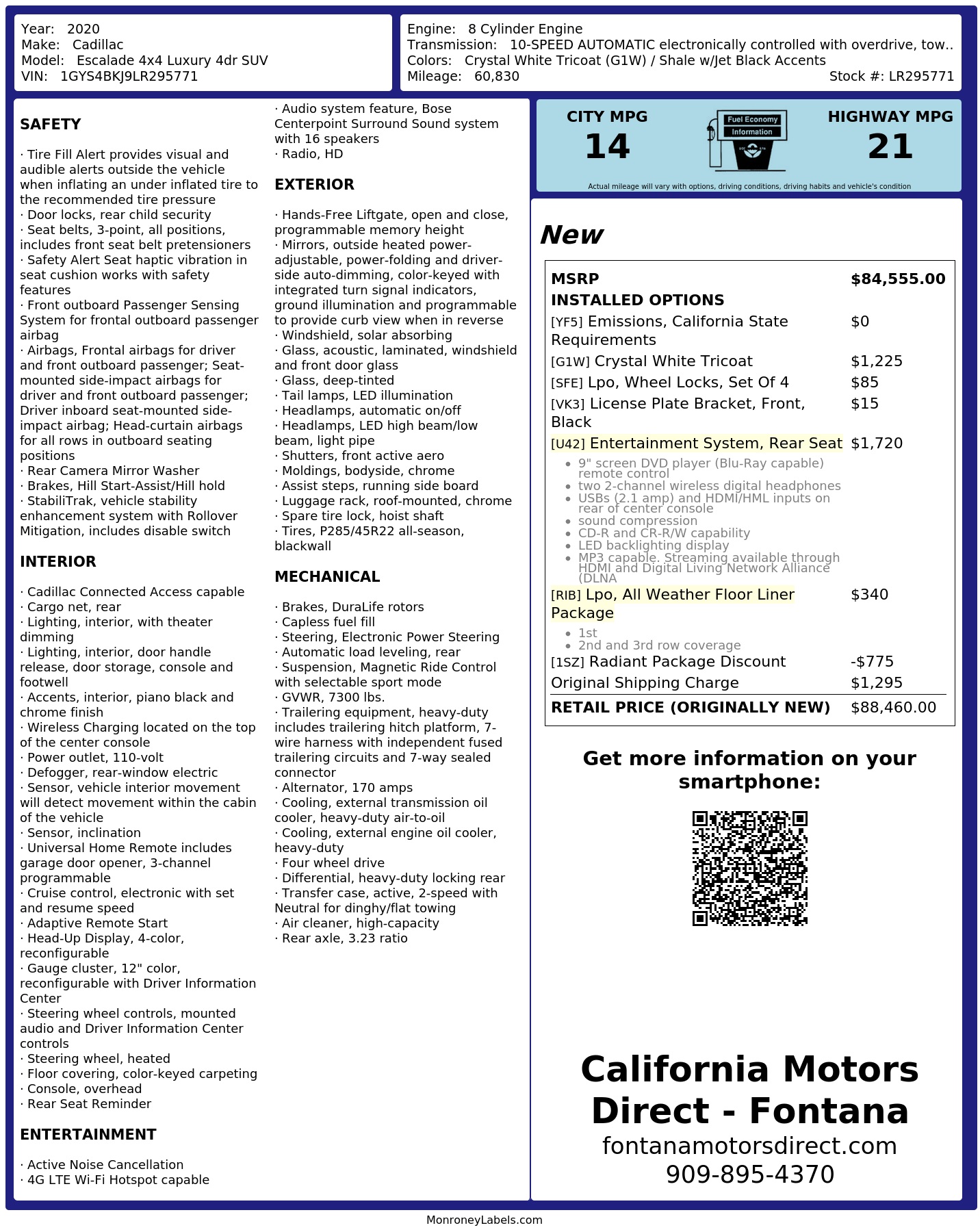 Monroney Label