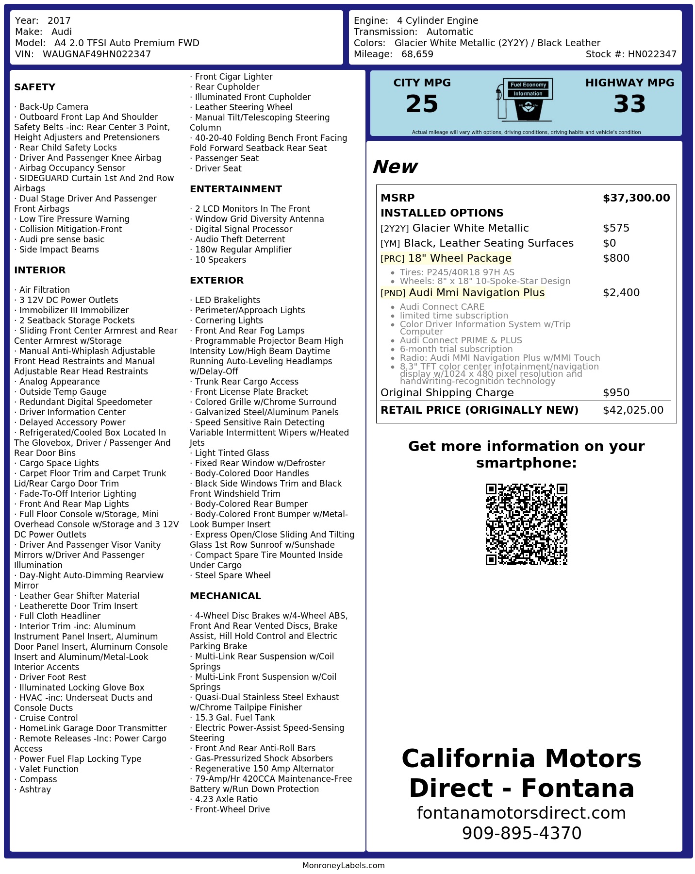 Monroney Label