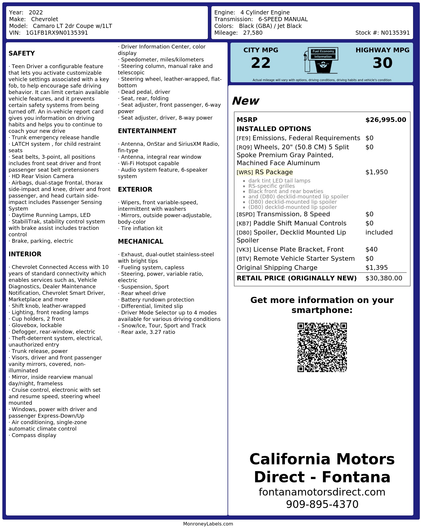 Monroney Label