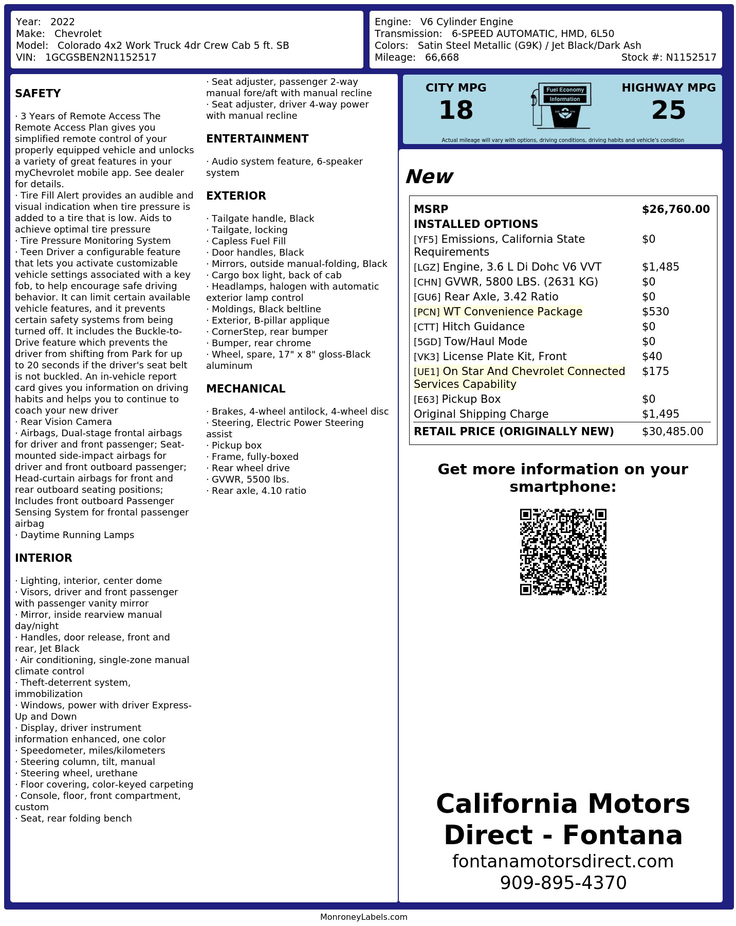 Monroney Label