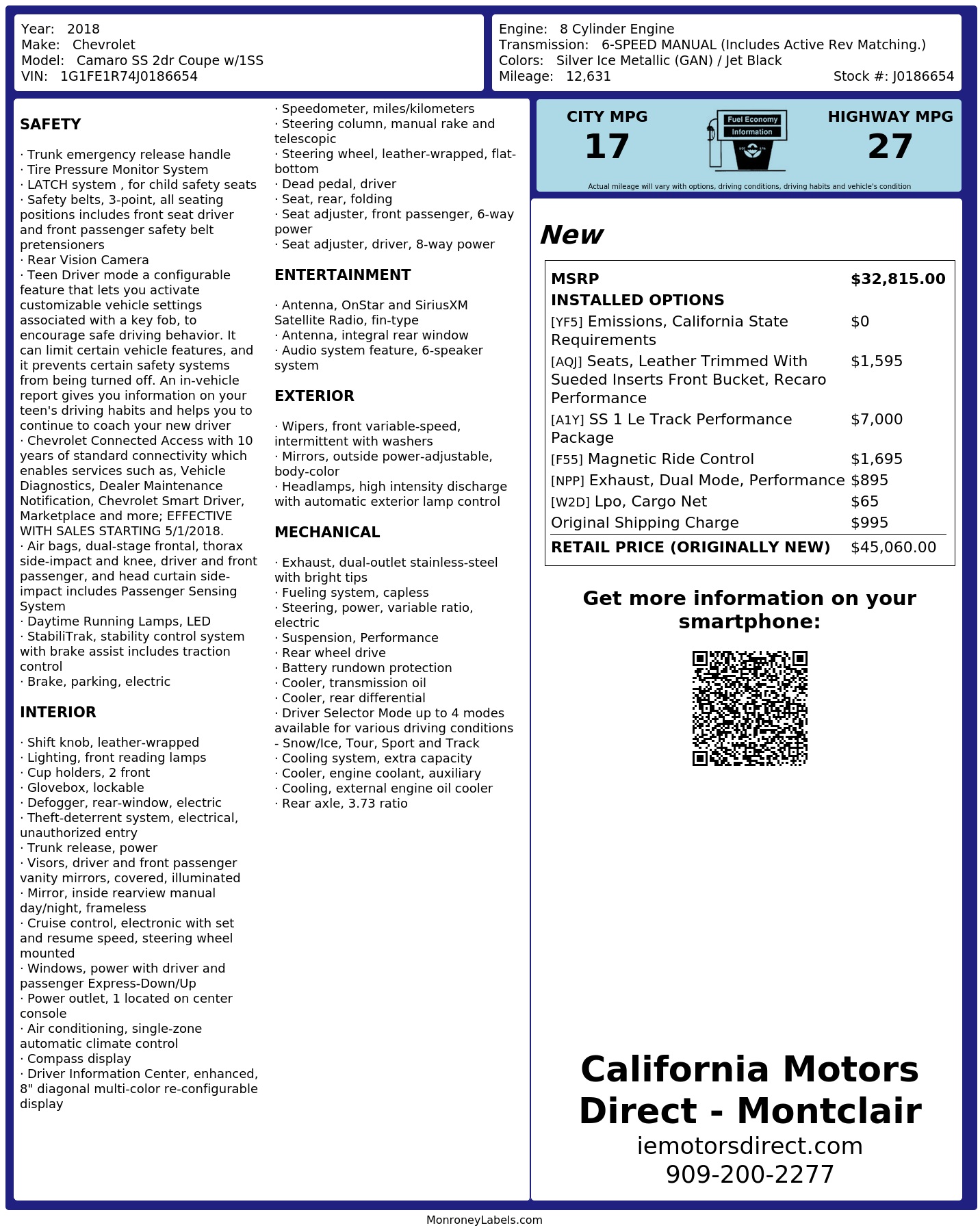 Monroney Label