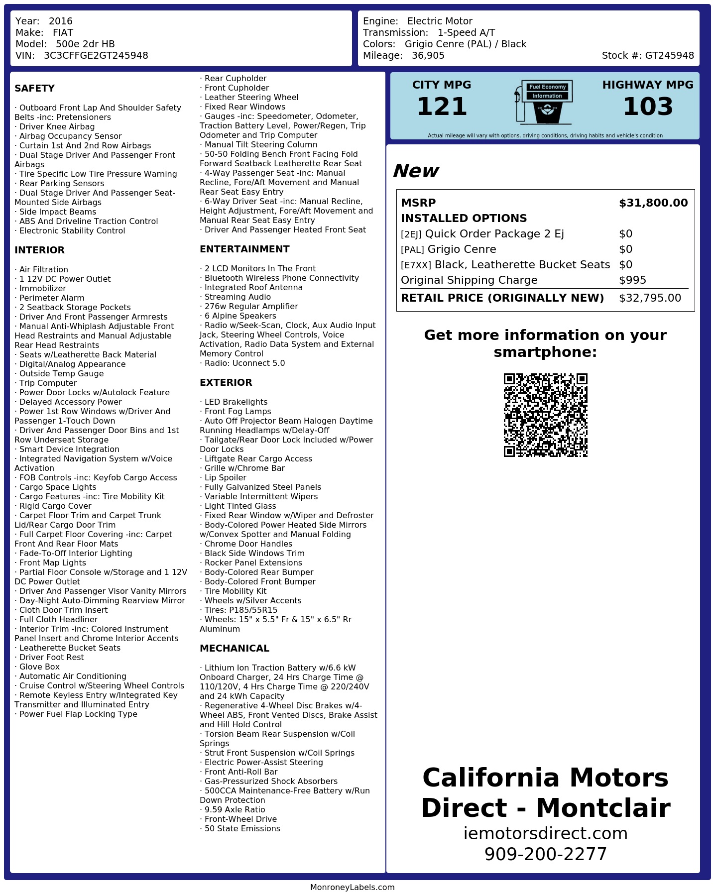 Monroney Label