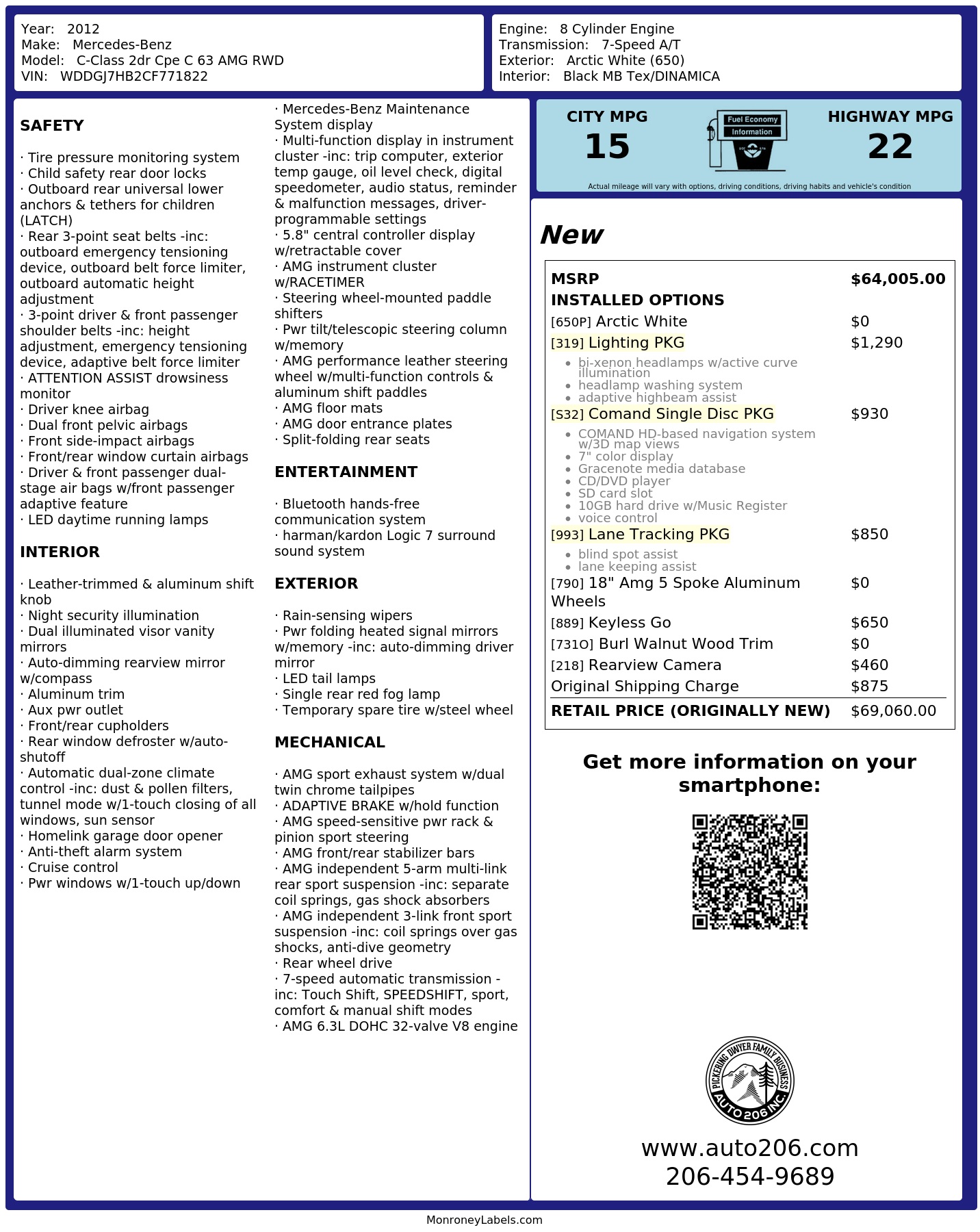 Monroney Label