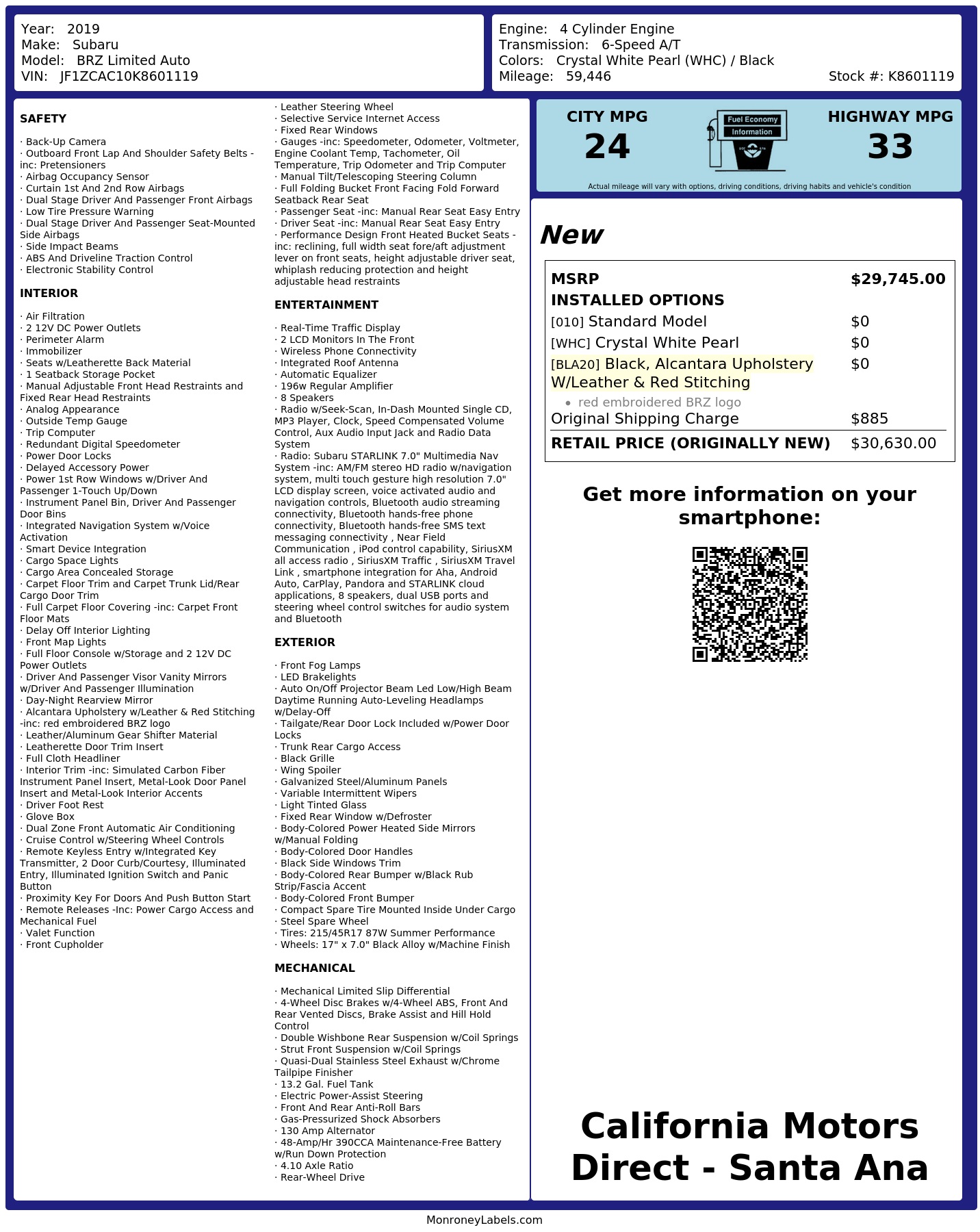 Monroney Label