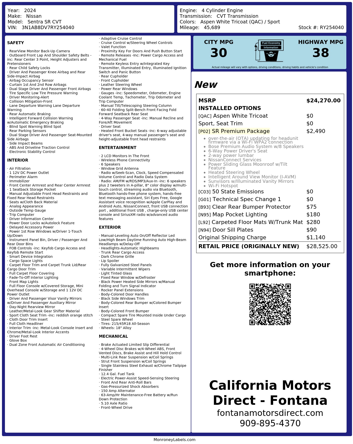 Monroney Label