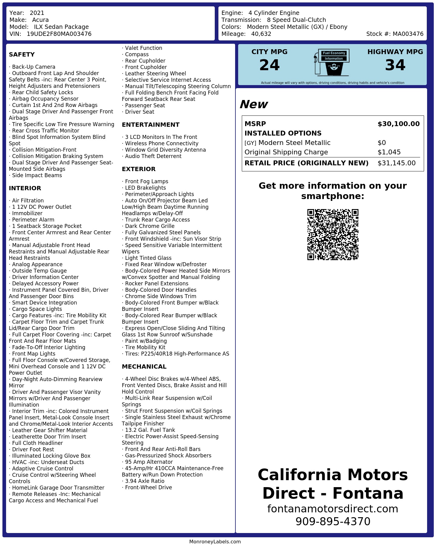 Monroney Label