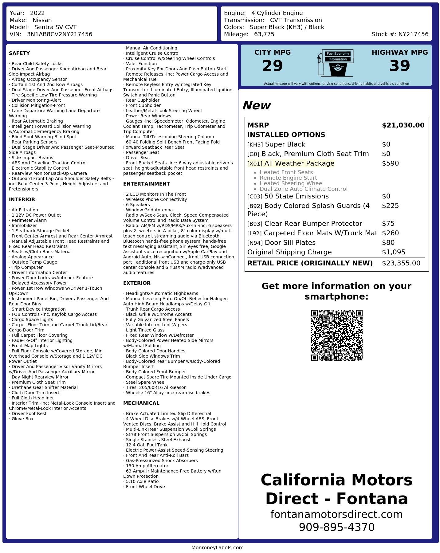 Monroney Label