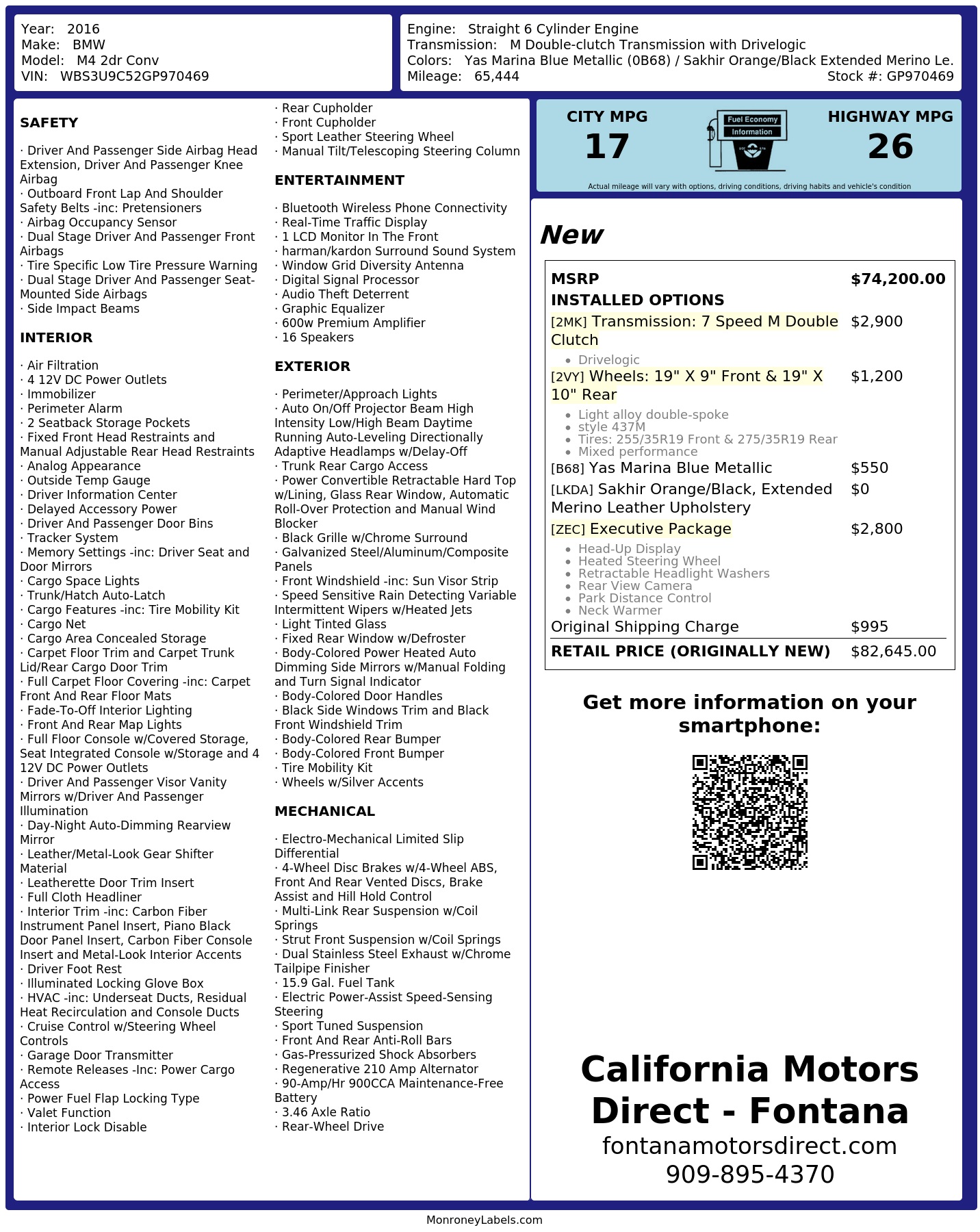 Monroney Label