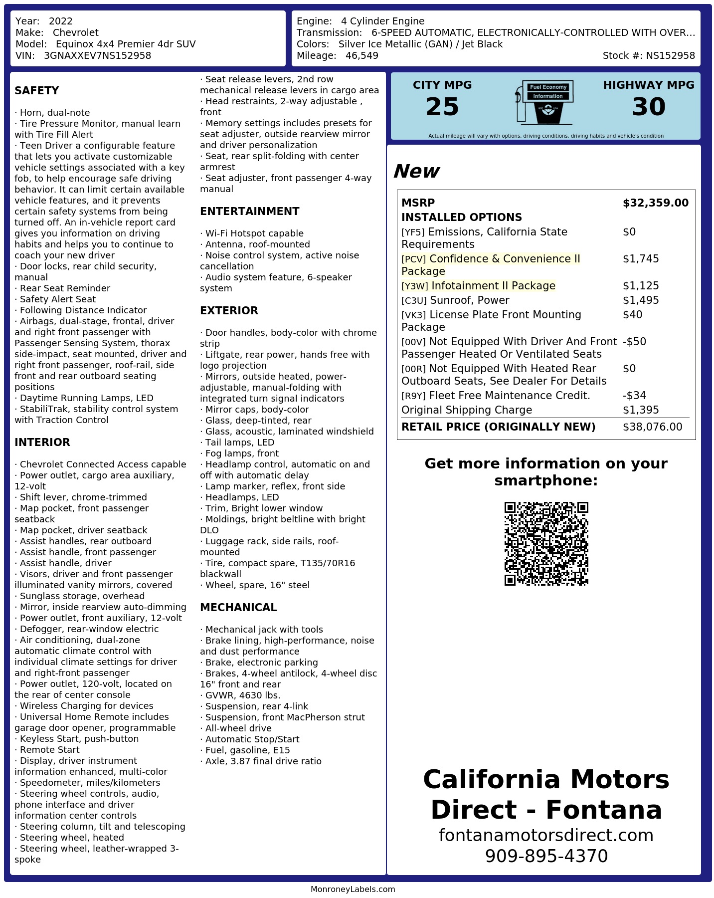 Monroney Label