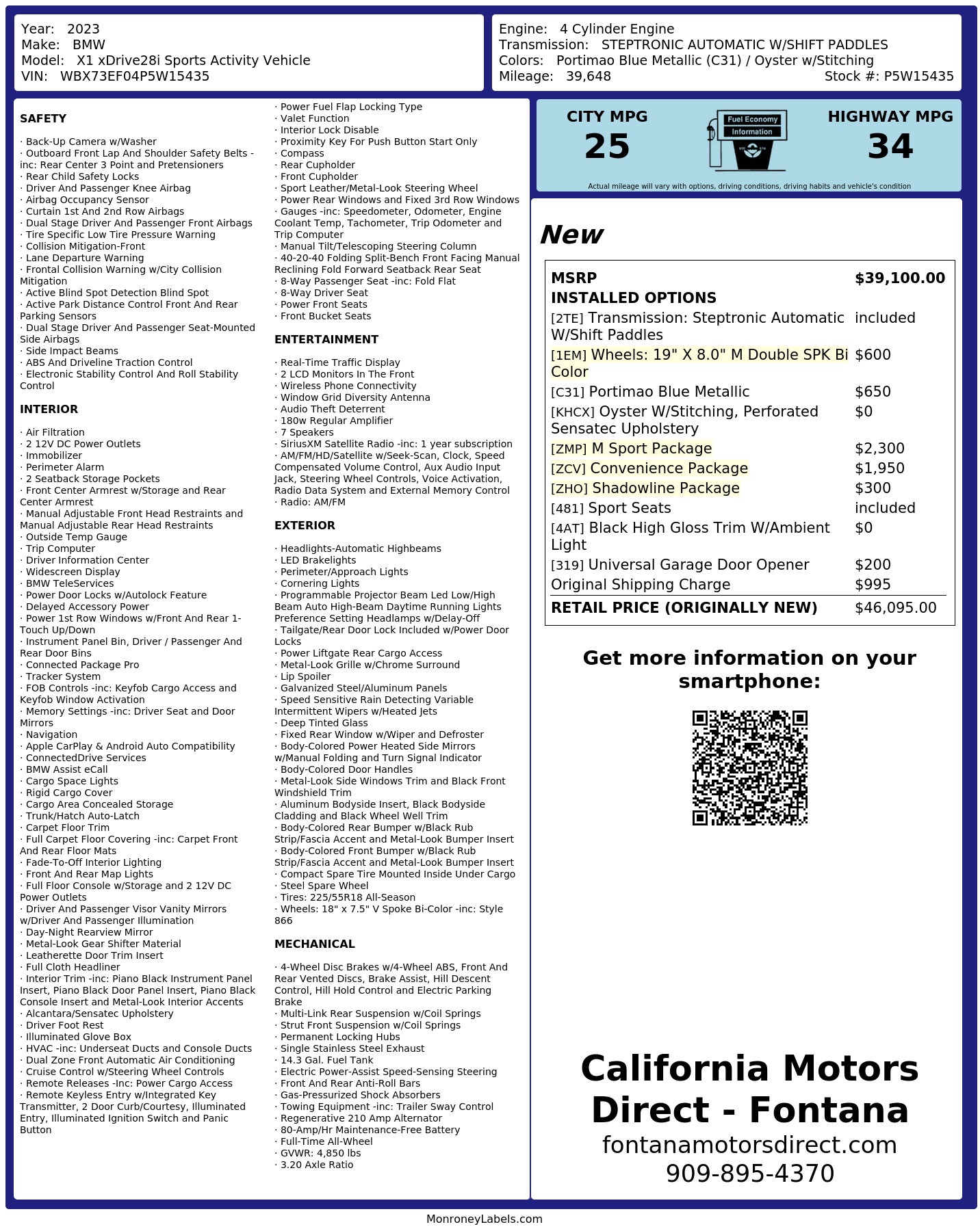 Monroney Label
