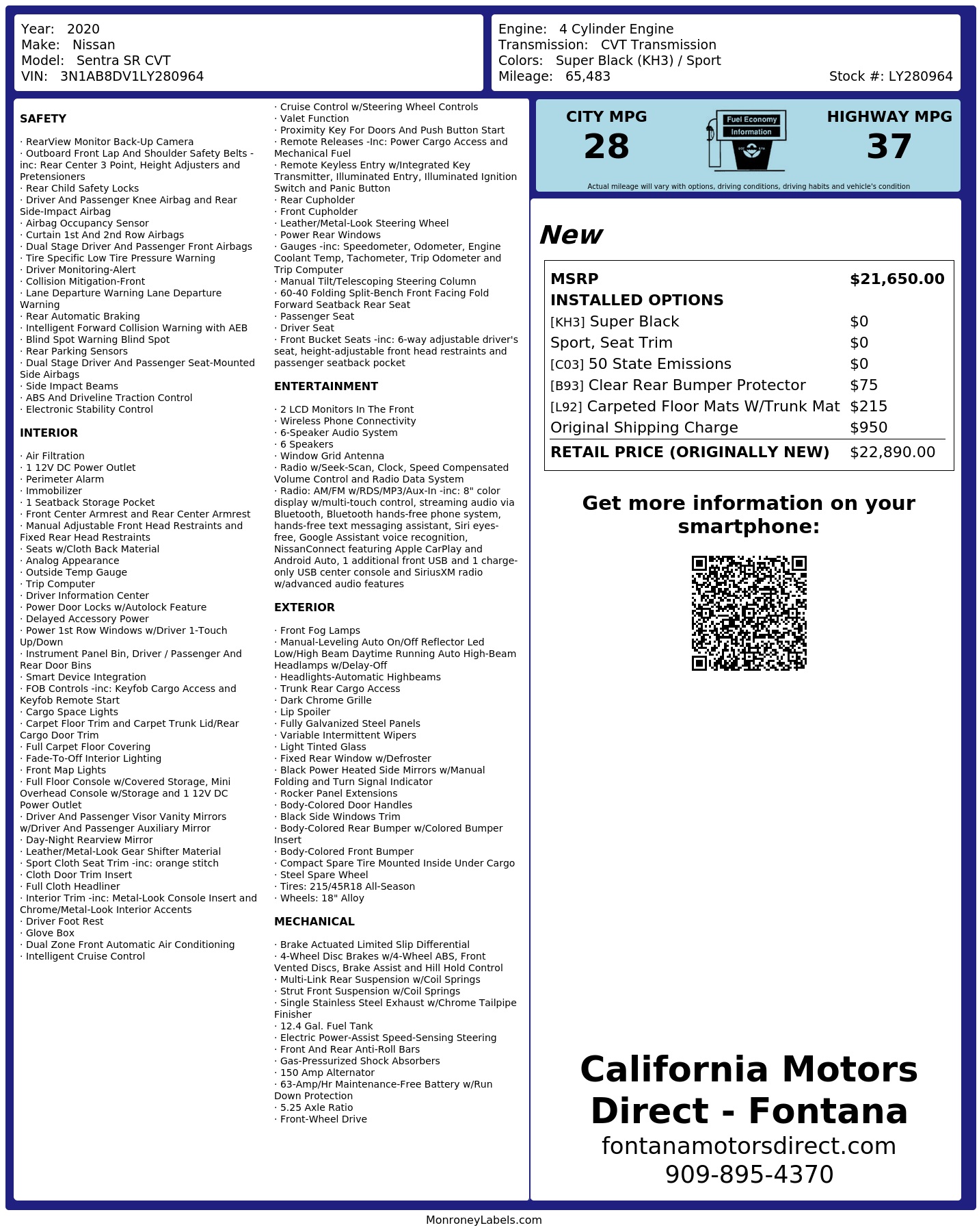 Monroney Label