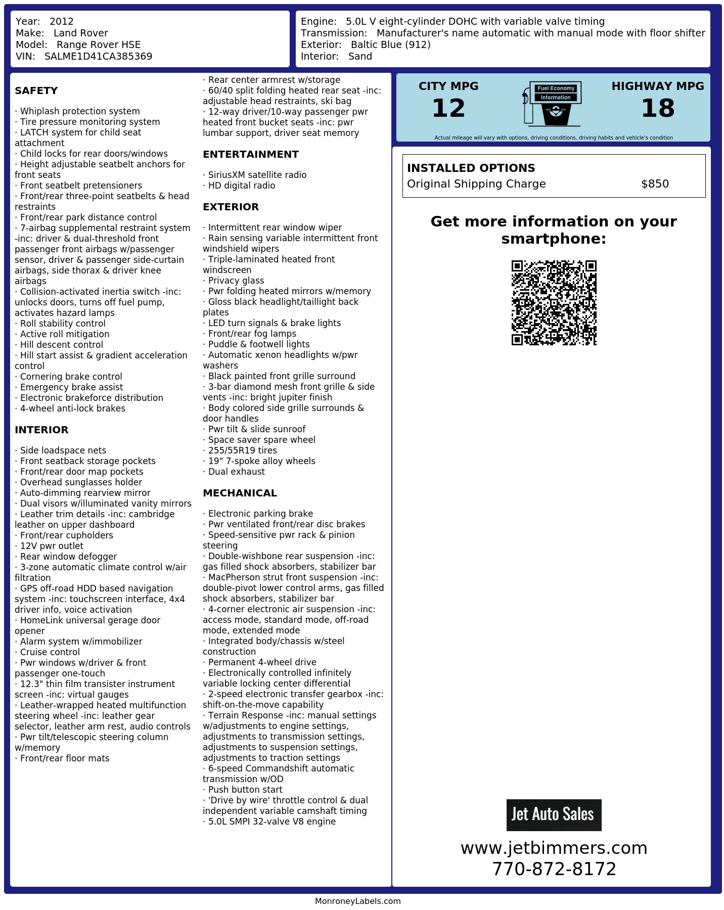Monroney Label