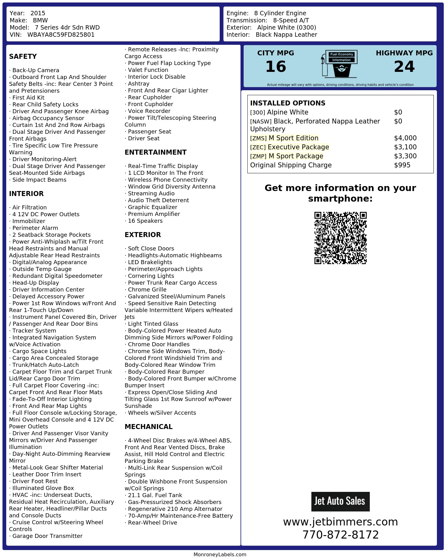 Monroney Label