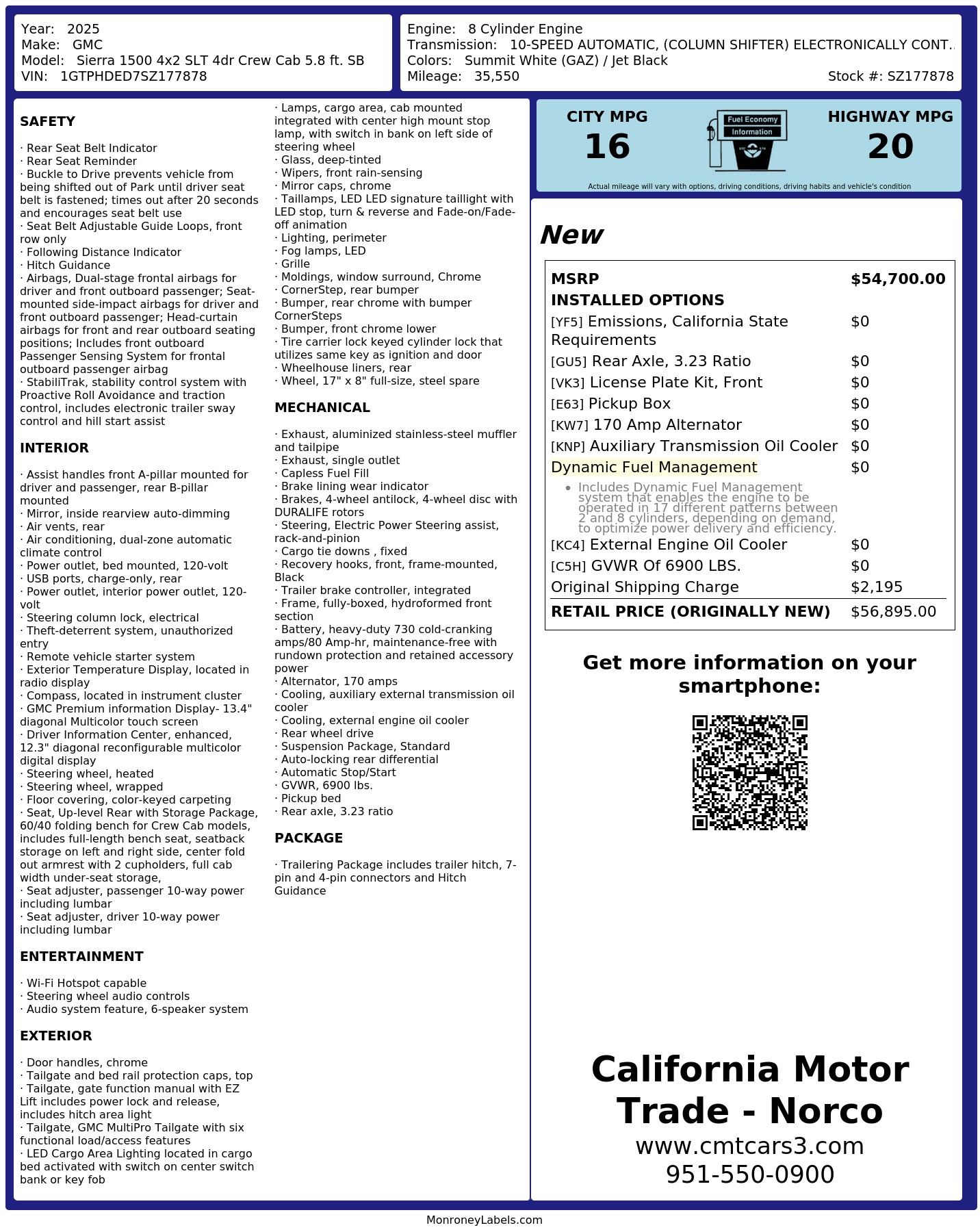 Monroney Label