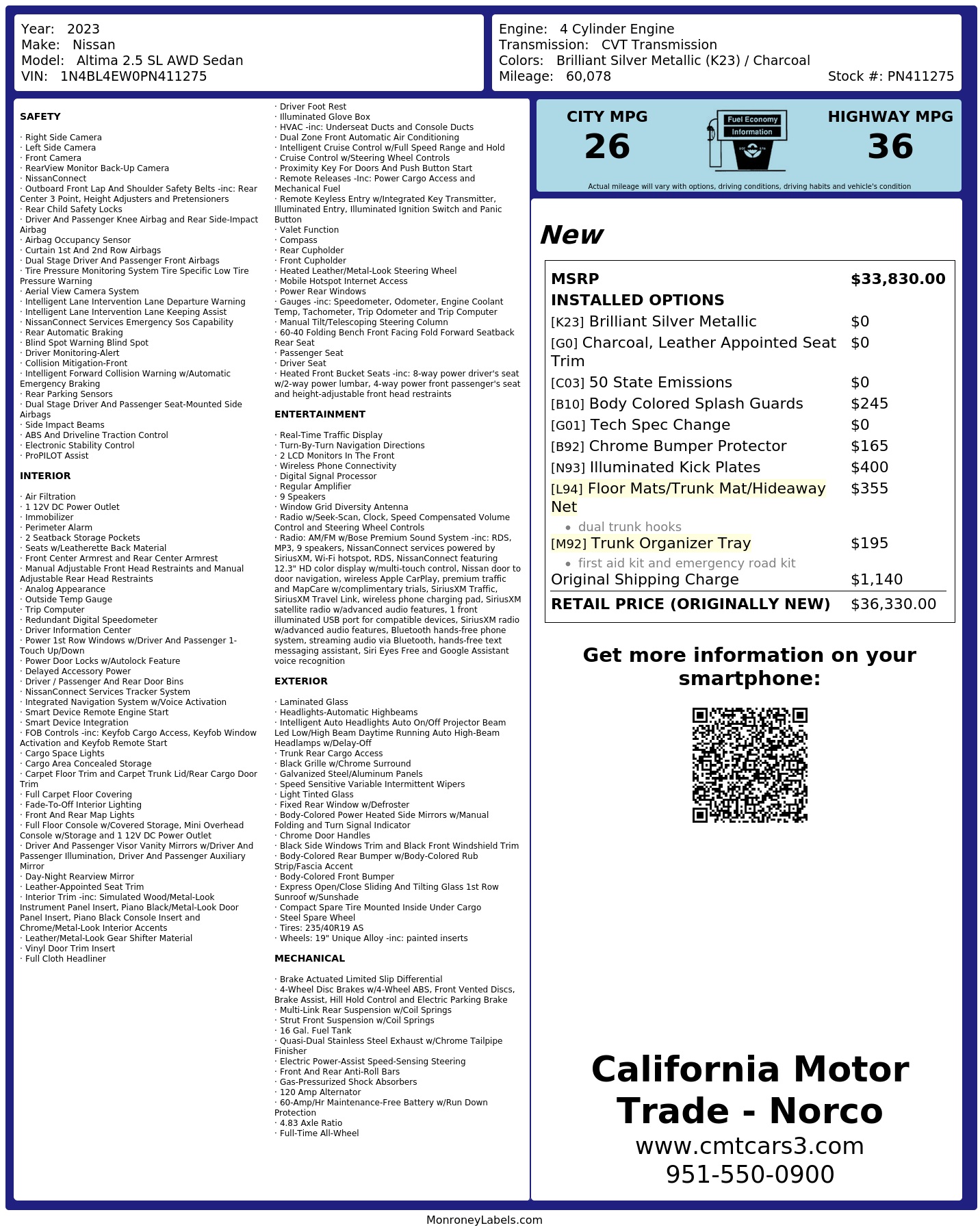 Monroney Label
