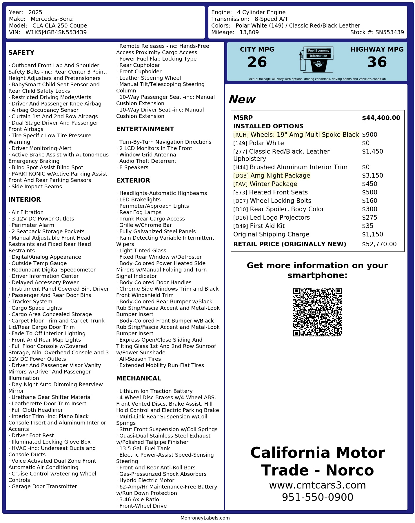 Monroney Label