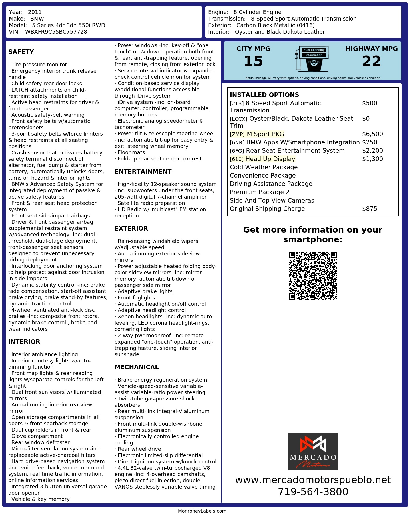 Monroney Label
