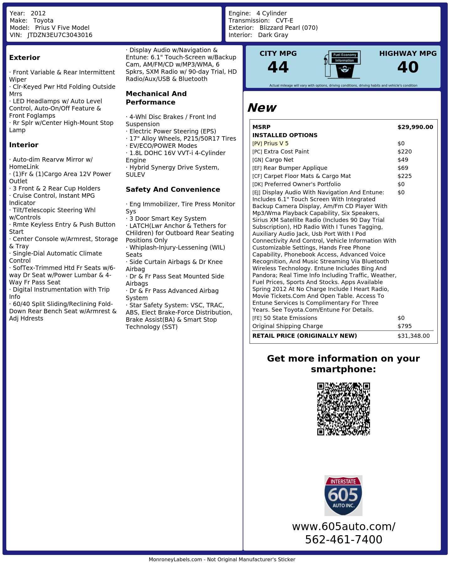 Monroney Label