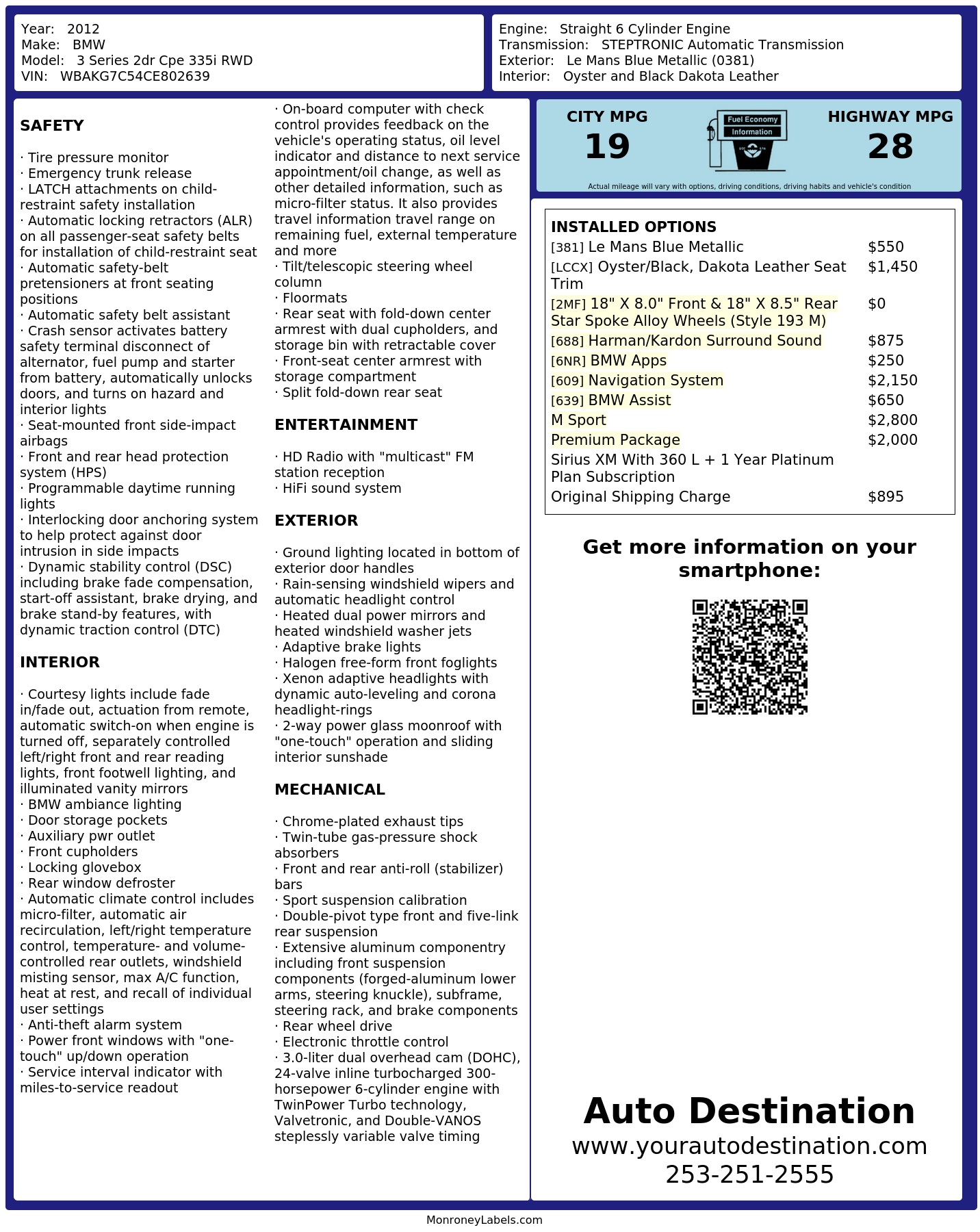 Monroney Label