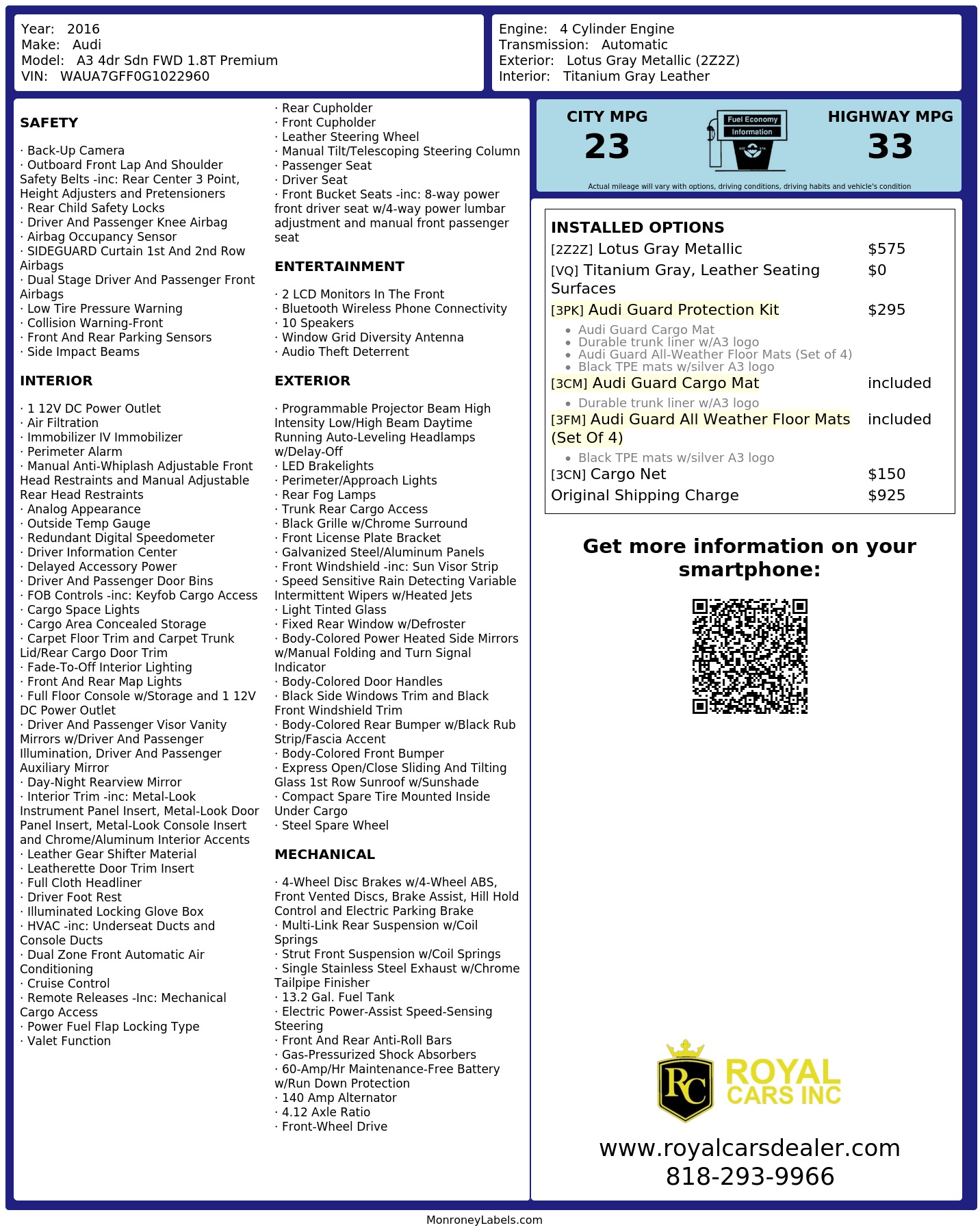Monroney Label