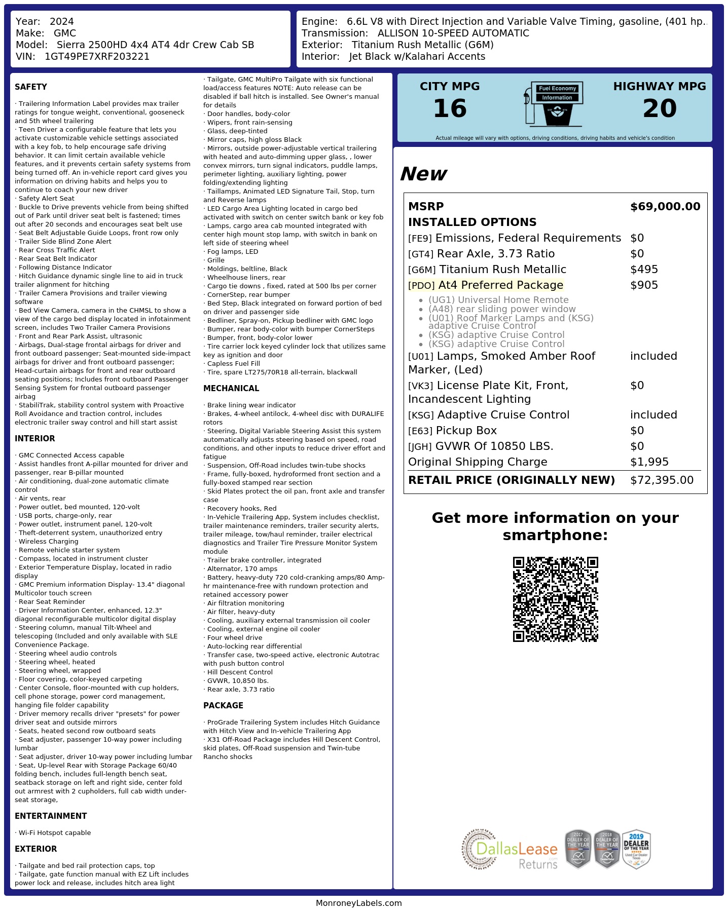 Monroney Label