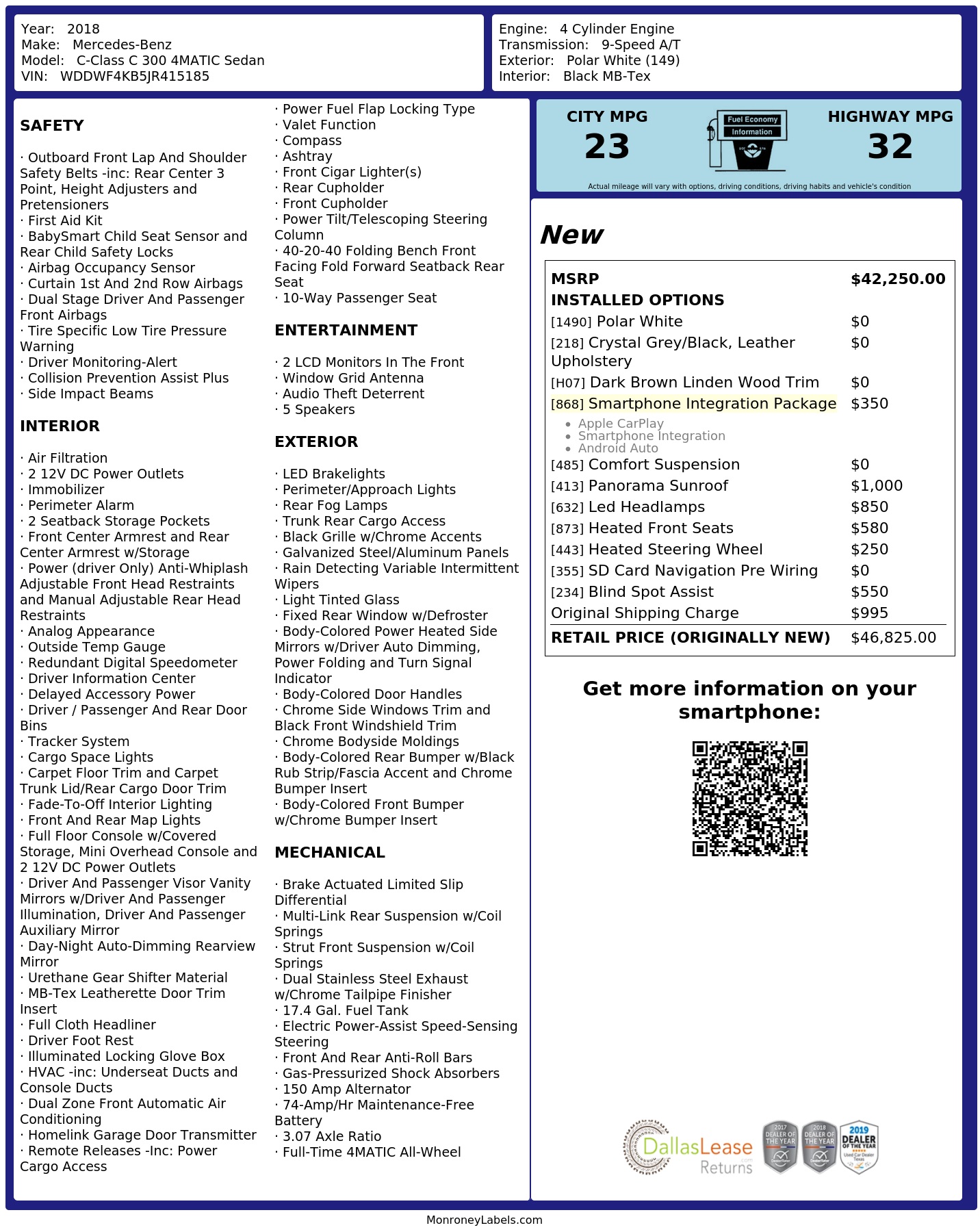 Monroney Label