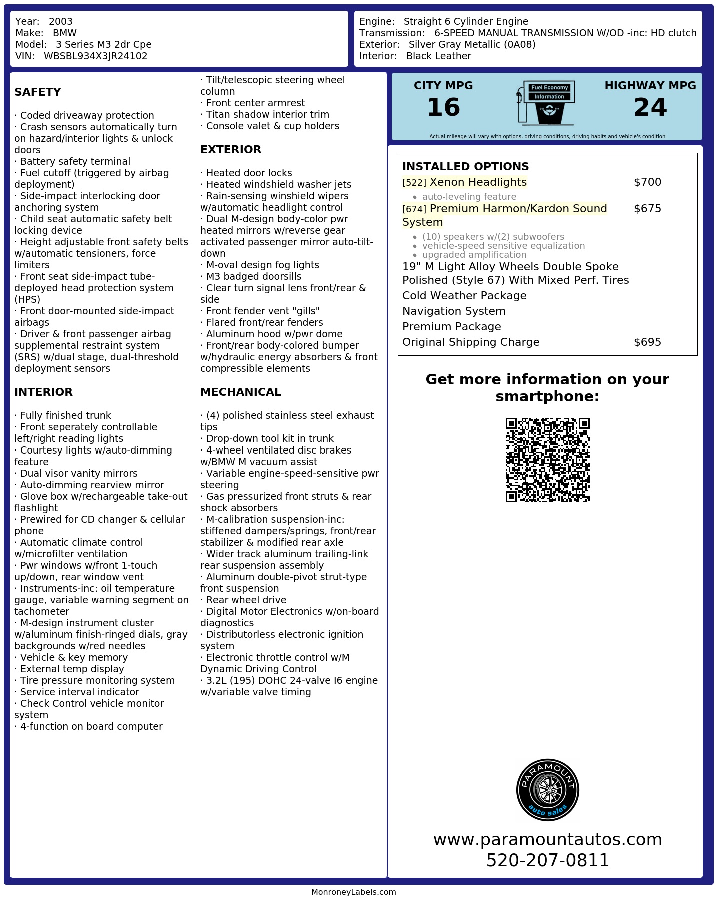 Monroney Label