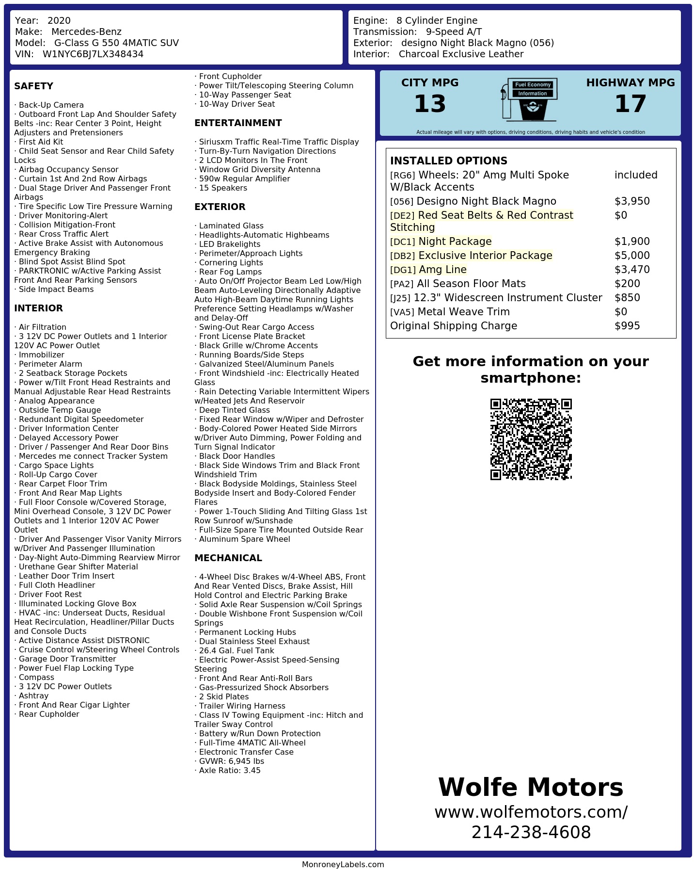 Monroney Label
