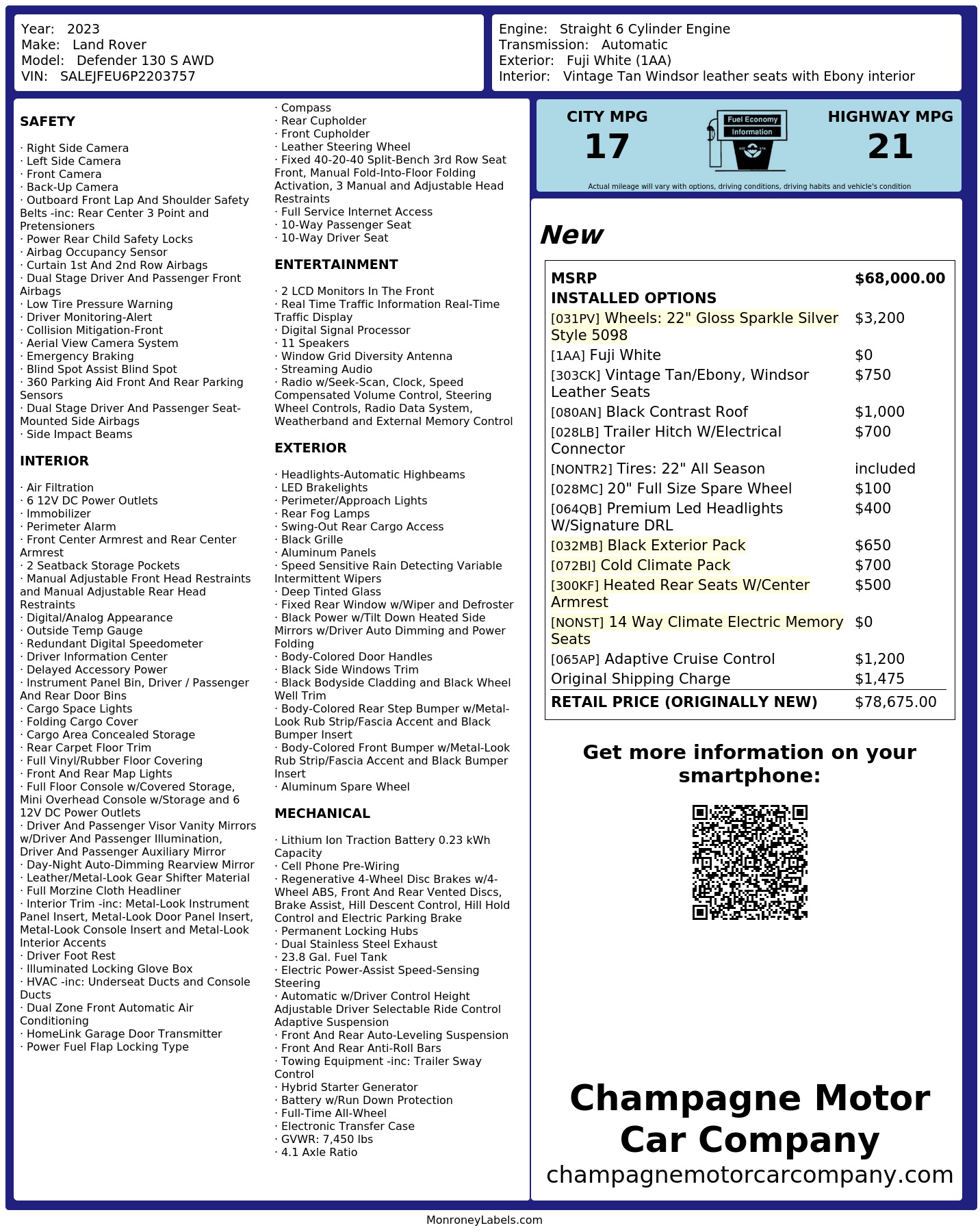 Monroney Label