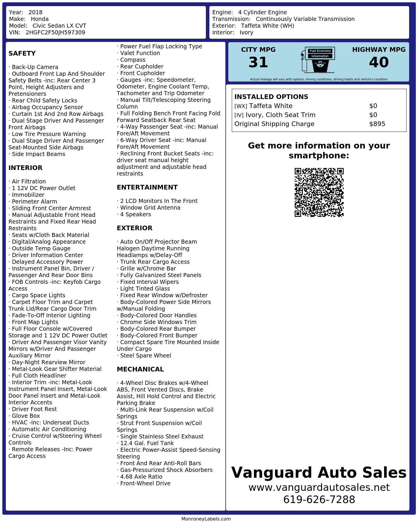 Monroney Label
