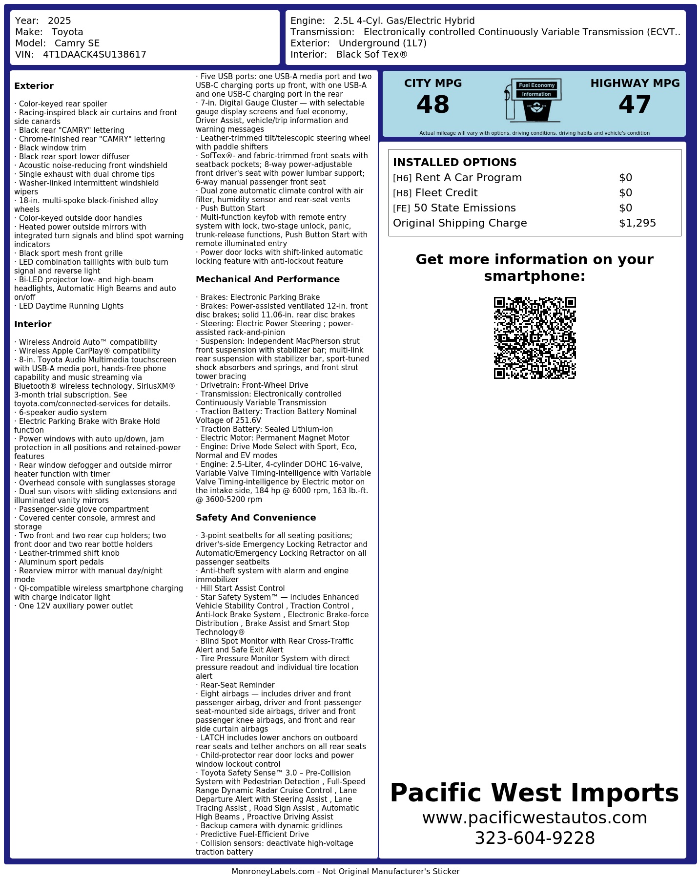 Monroney Label
