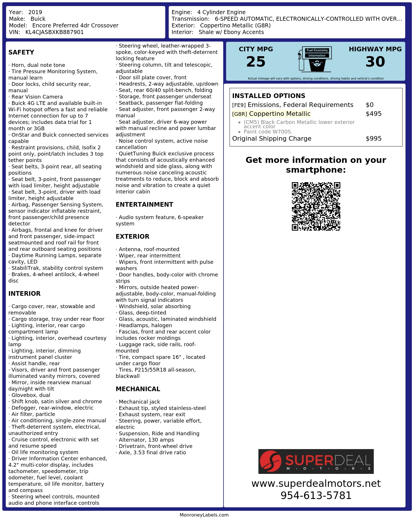 Monroney Label