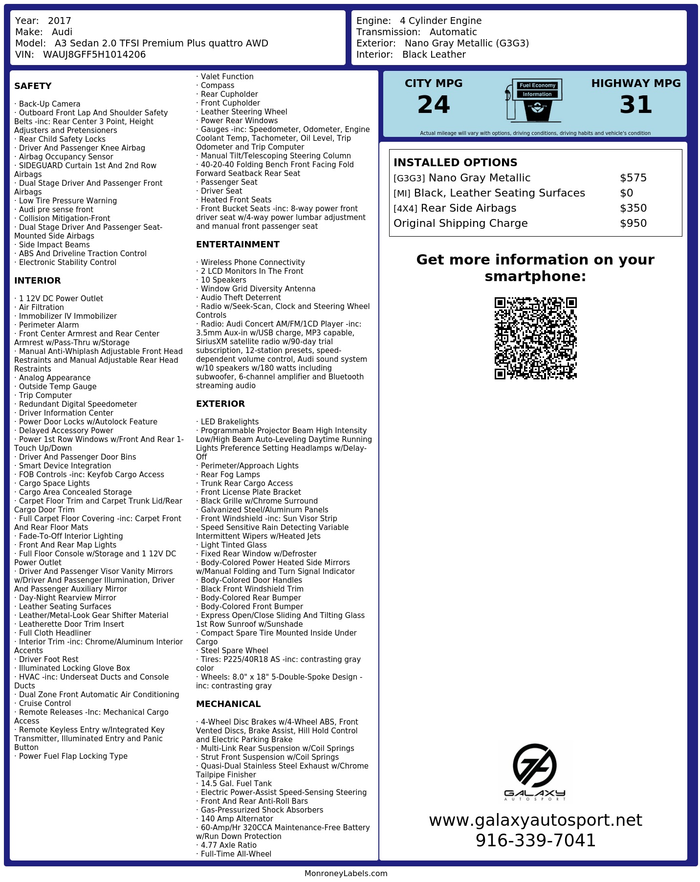 Monroney Label