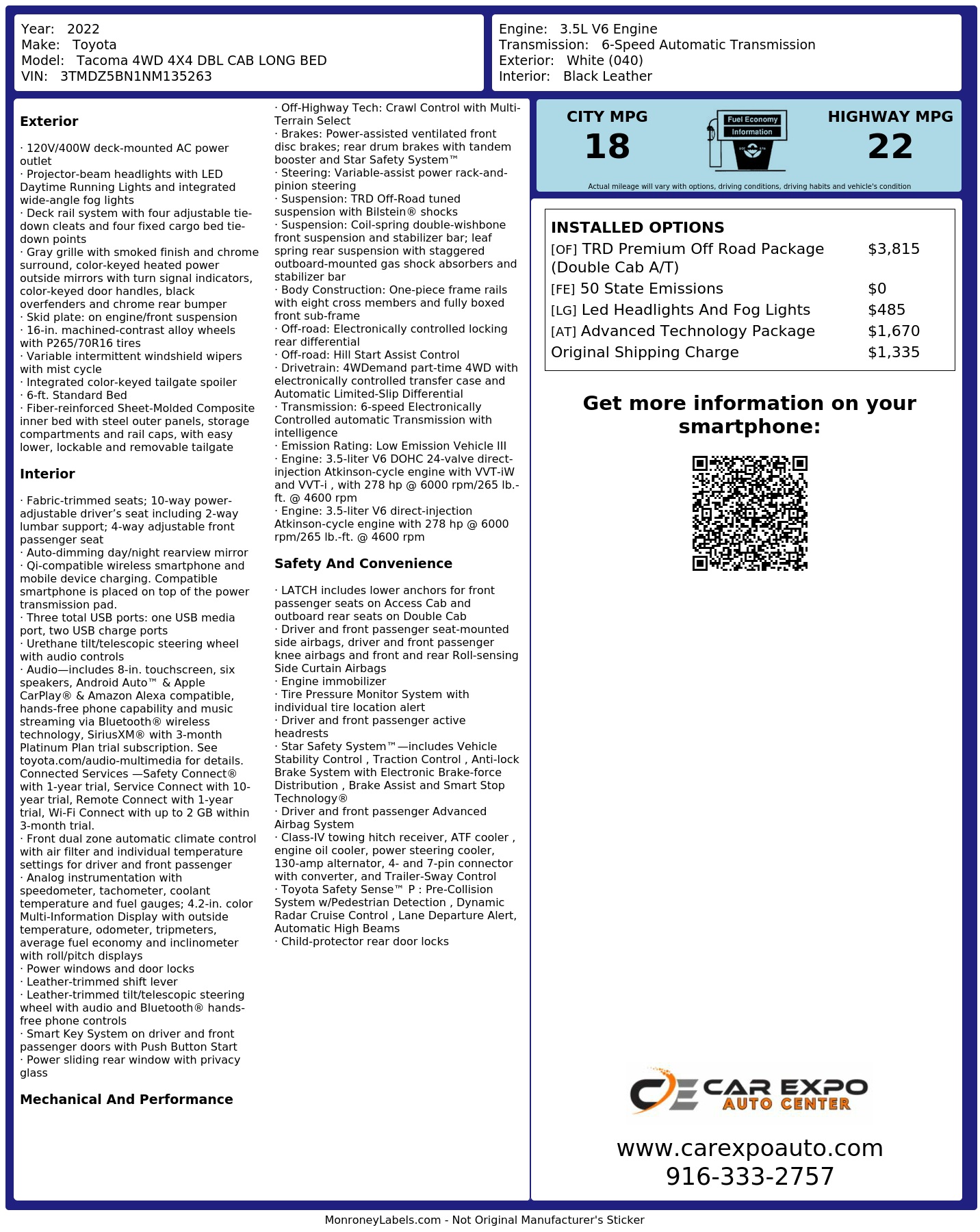 Monroney Label