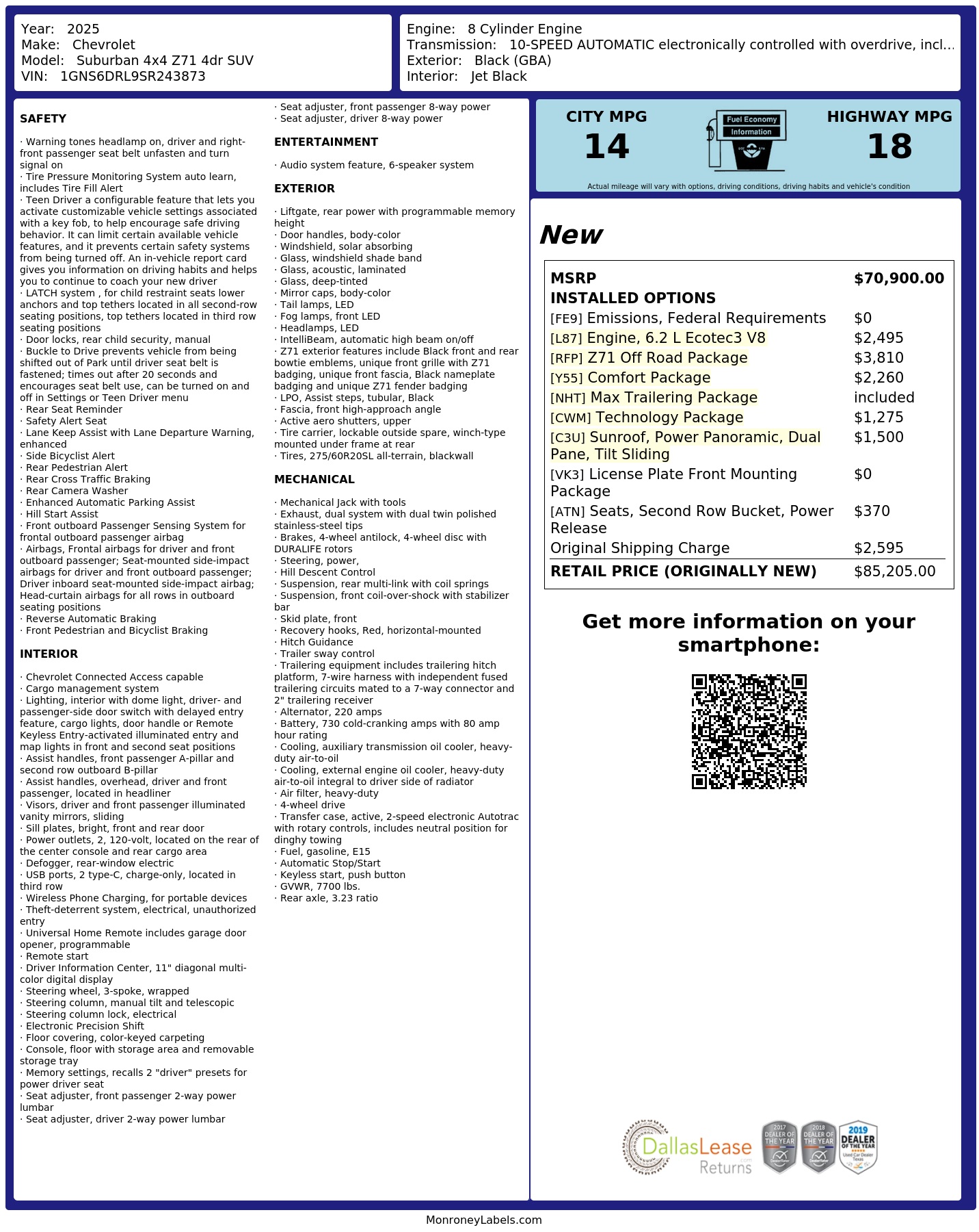 Monroney Label