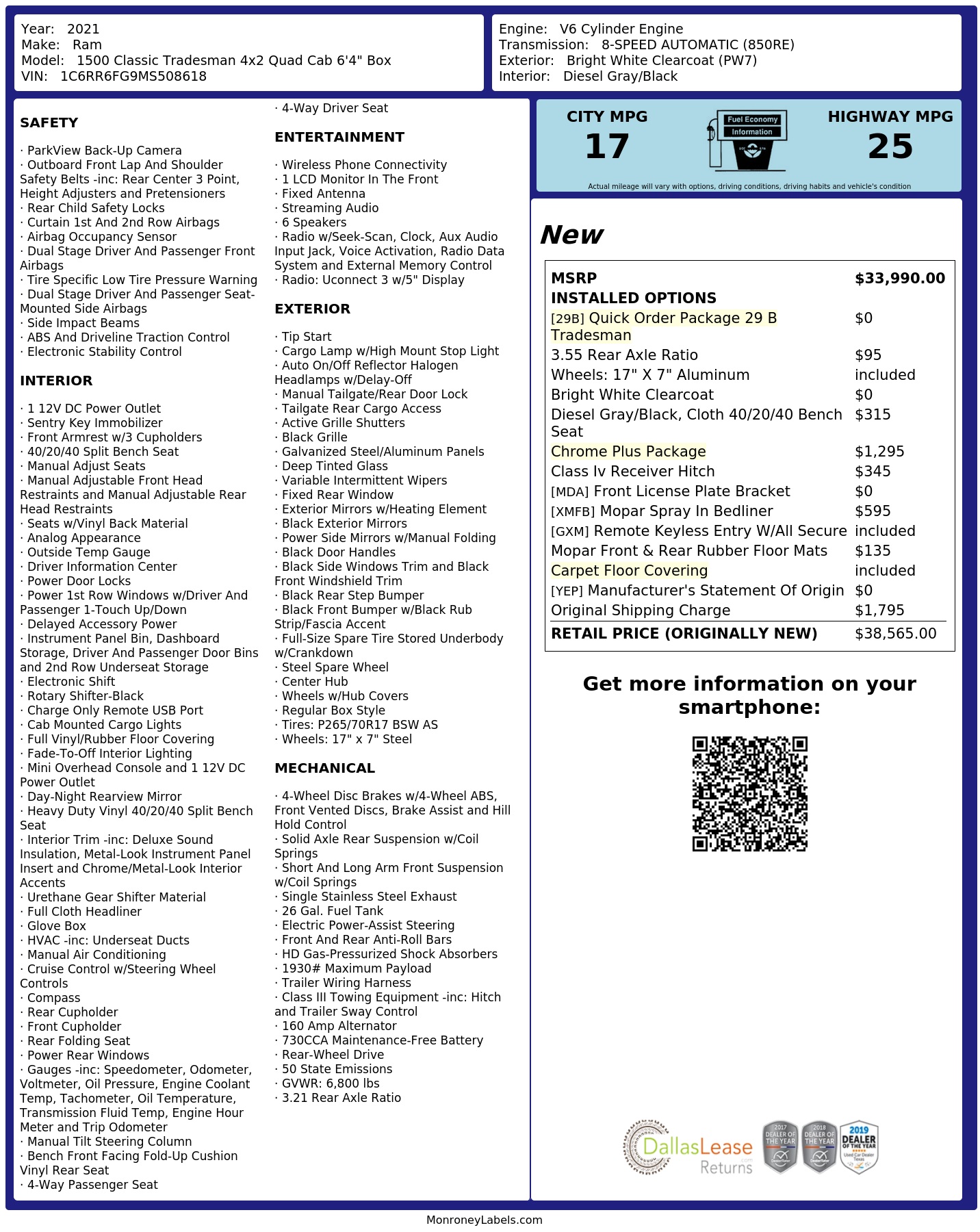 Monroney Label