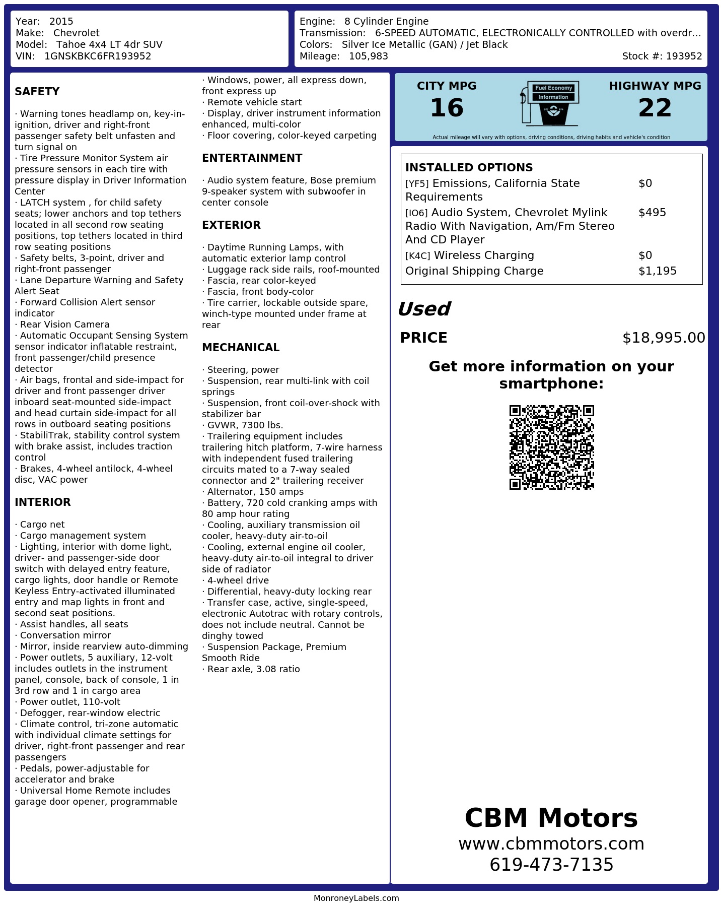 Monroney Label
