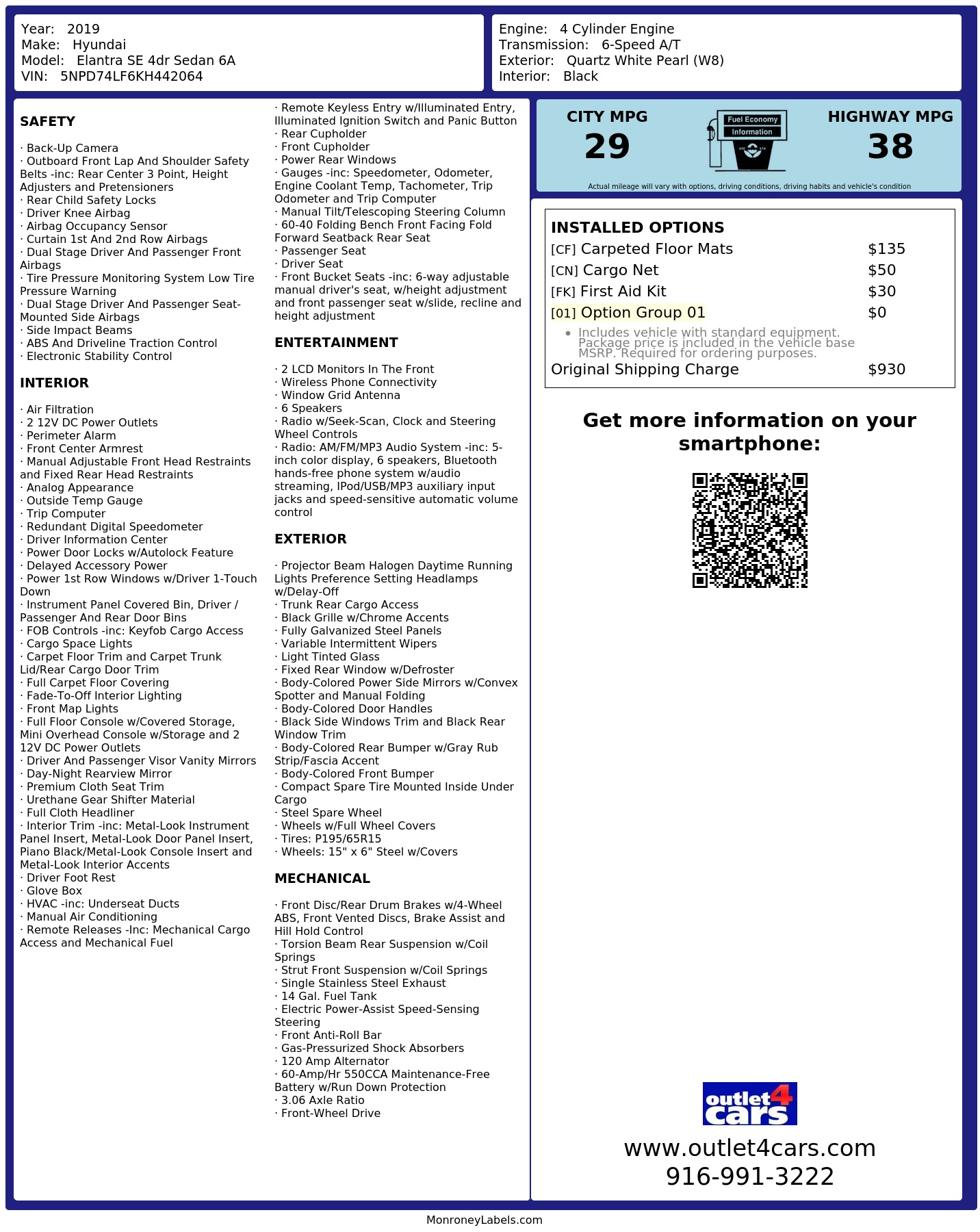 Monroney Label