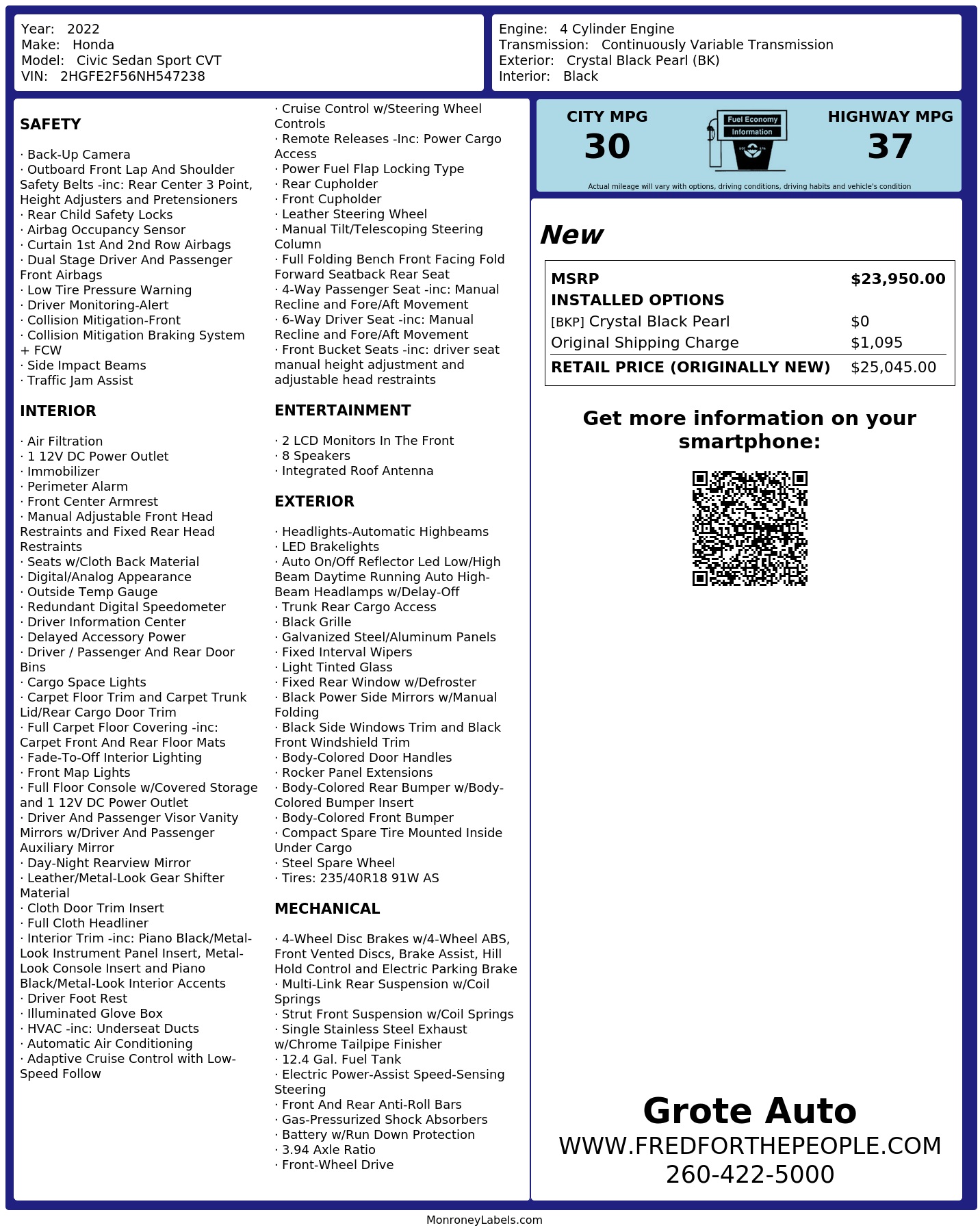 Monroney Label
