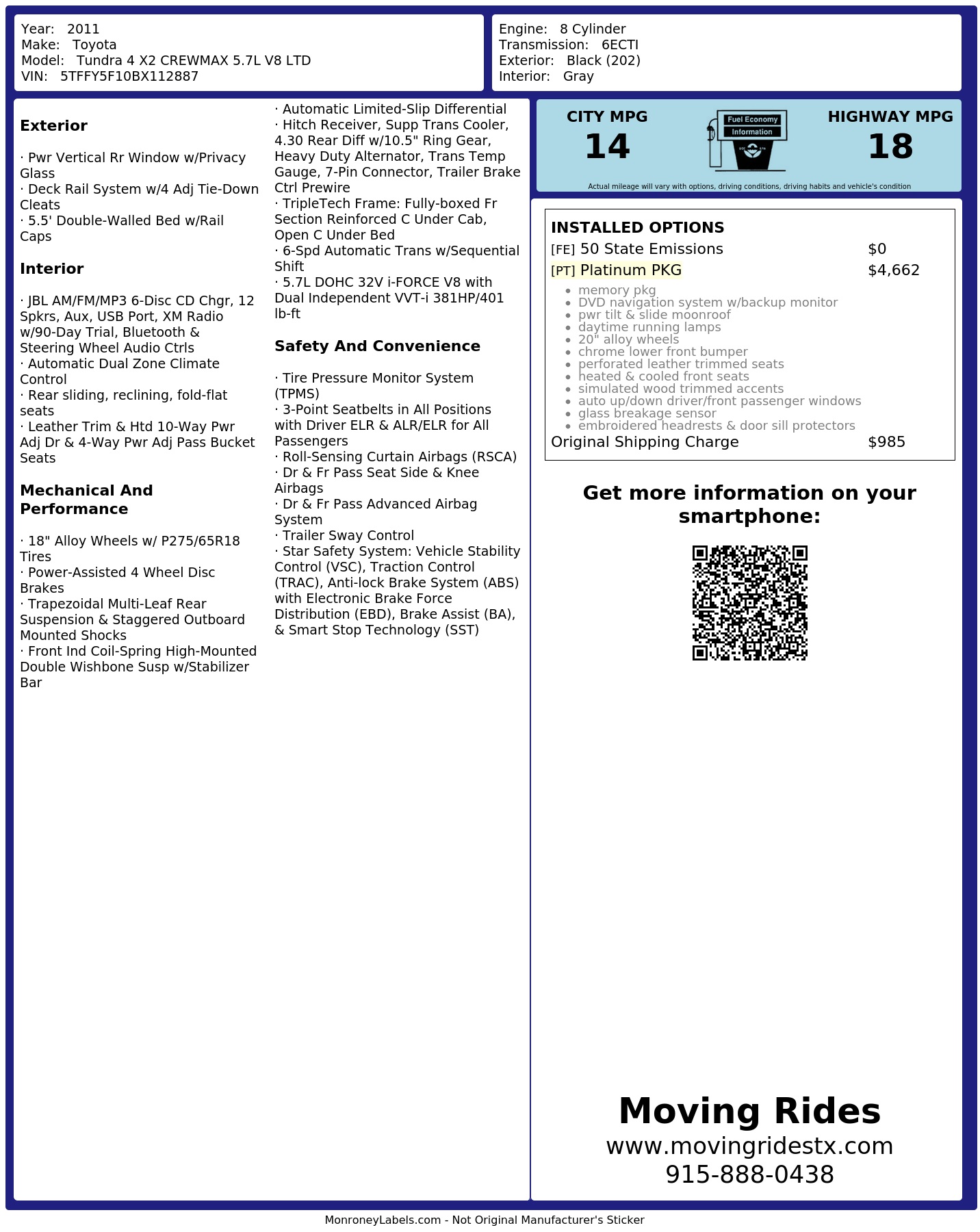 Monroney Label