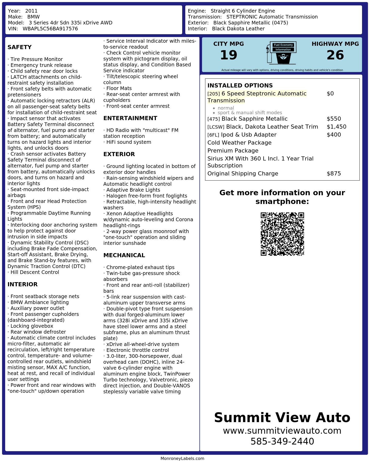 Monroney Label