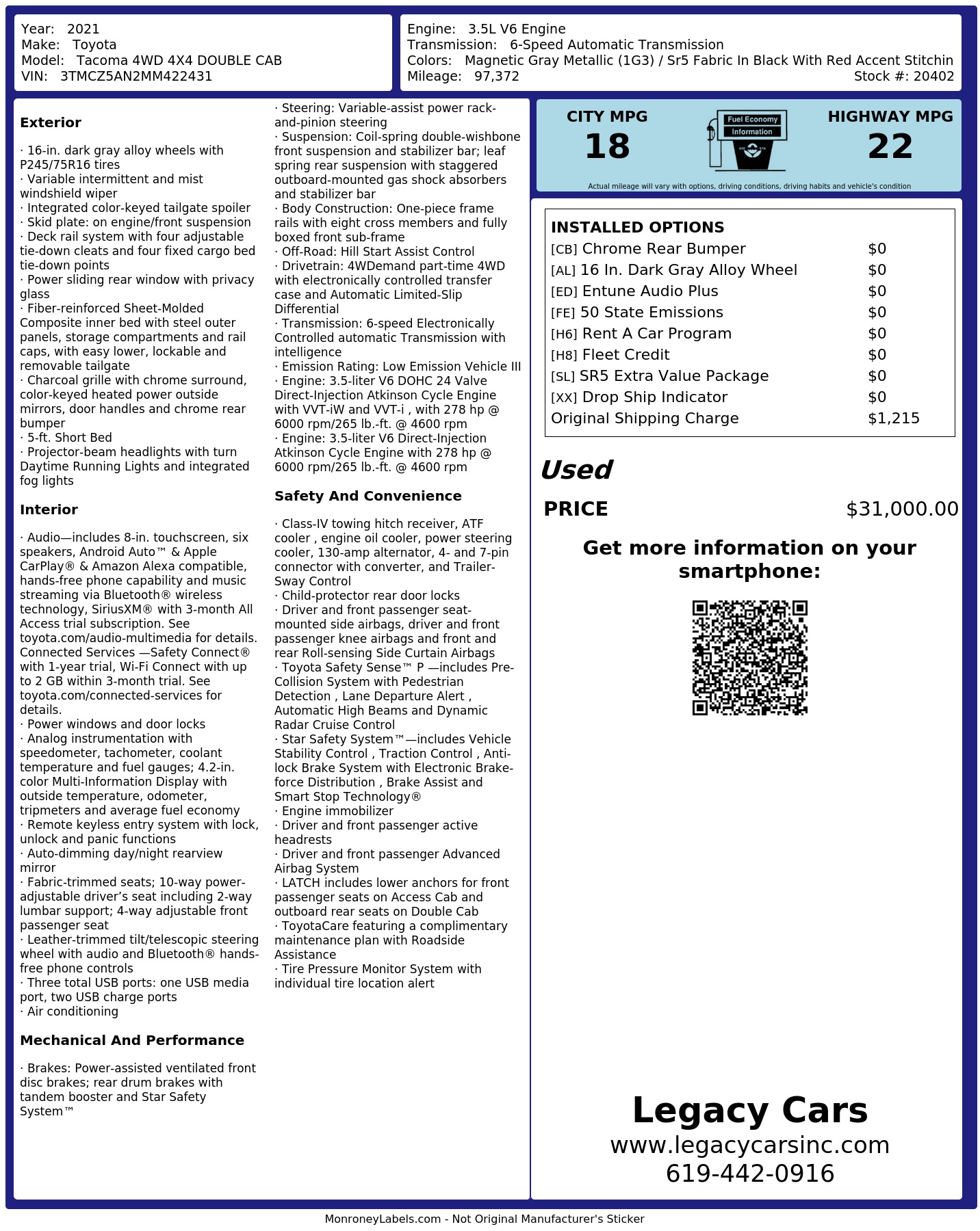 Monroney Label