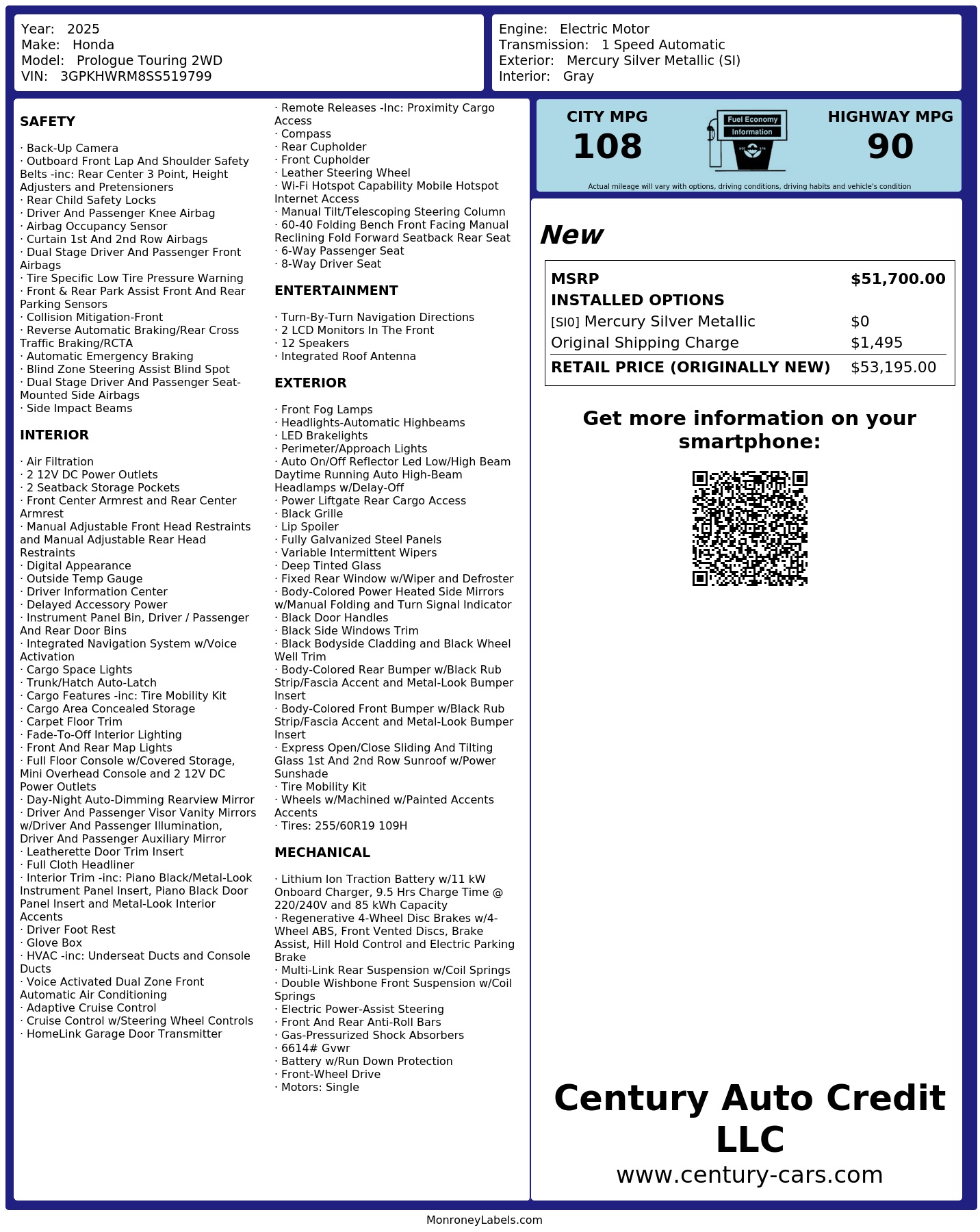 Monroney Label