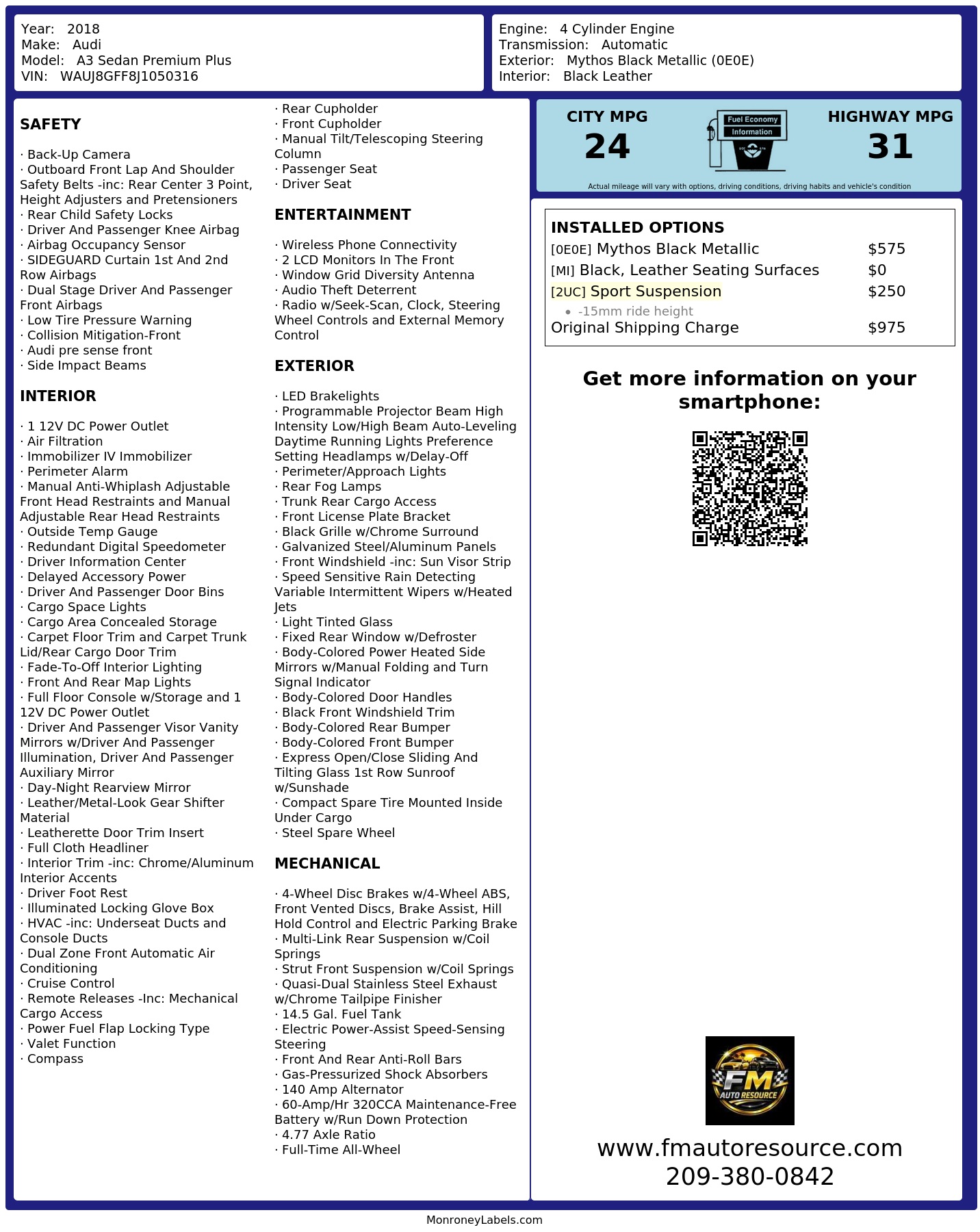 Monroney Label