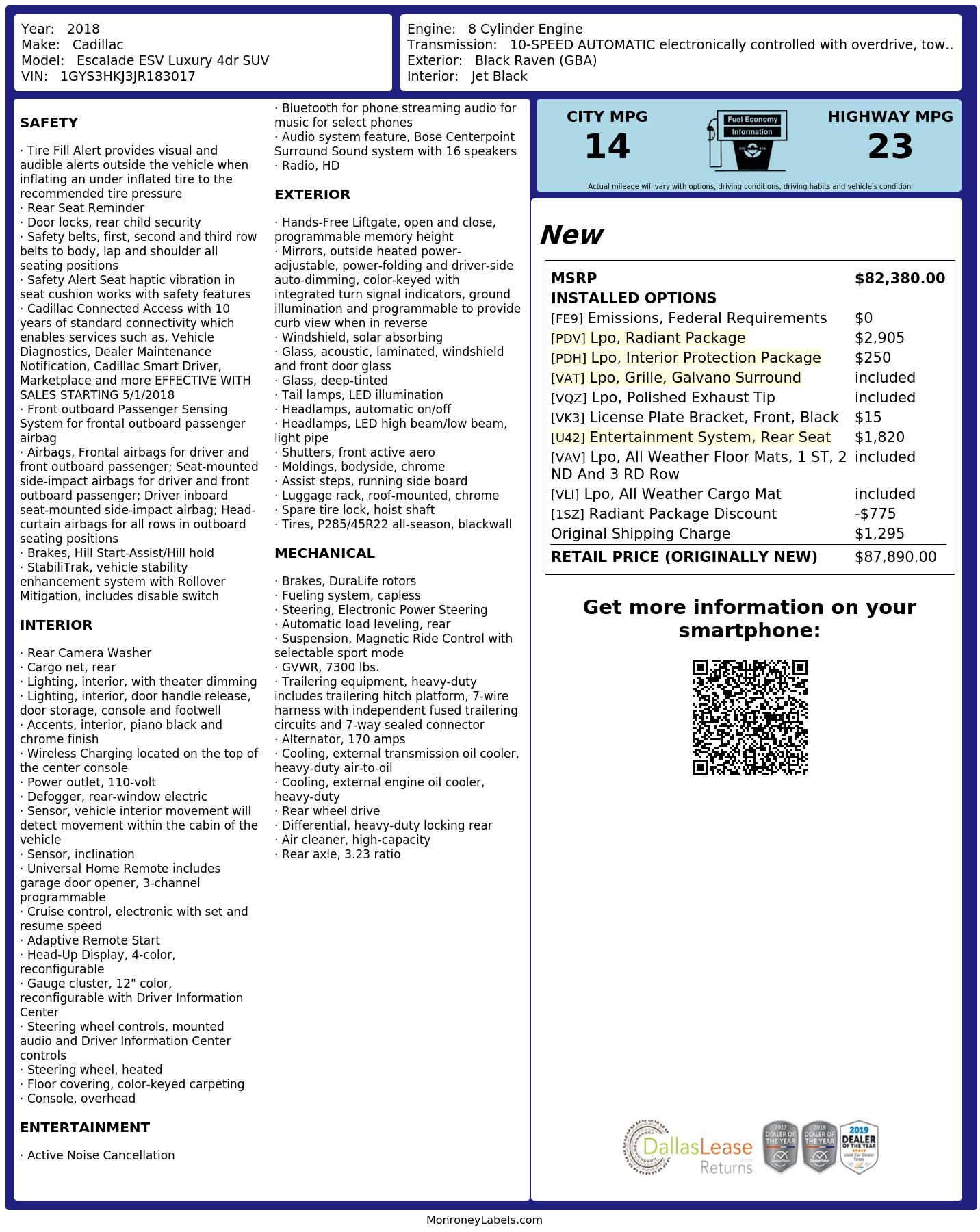 Monroney Label