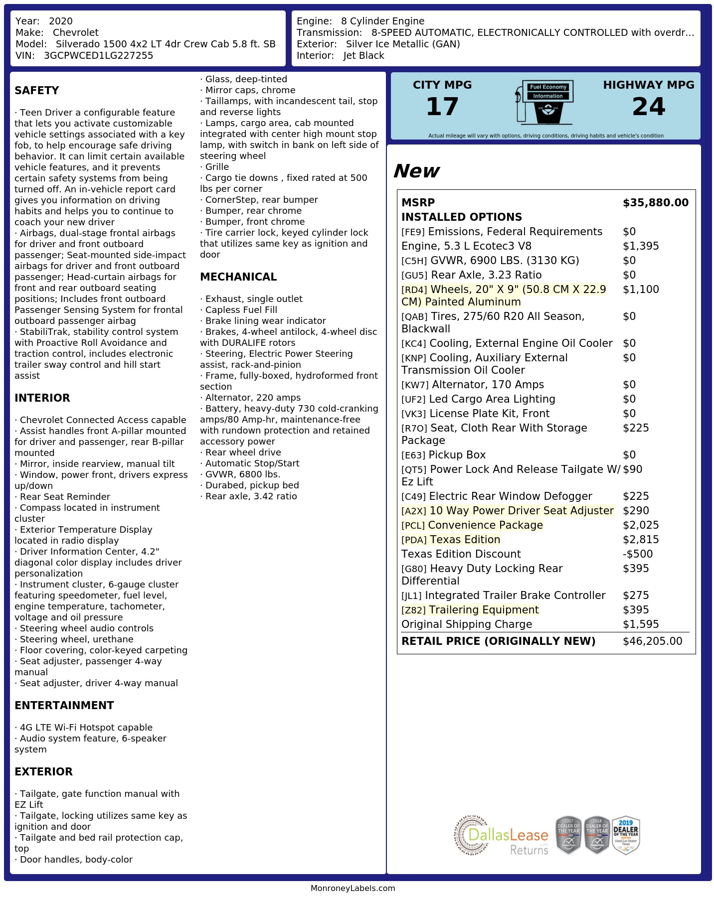 Monroney Label