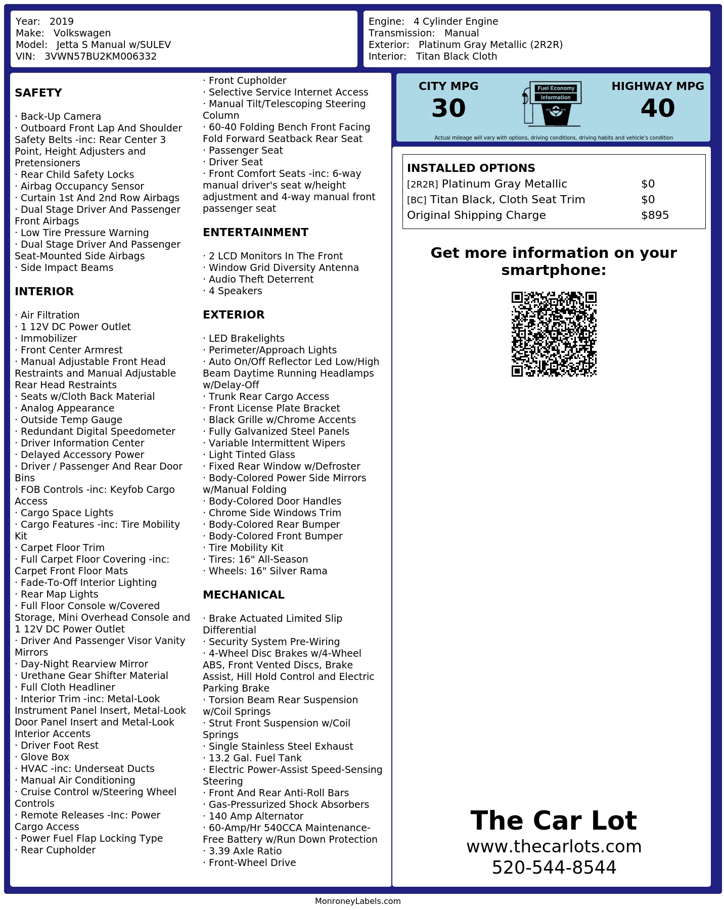 Monroney Label