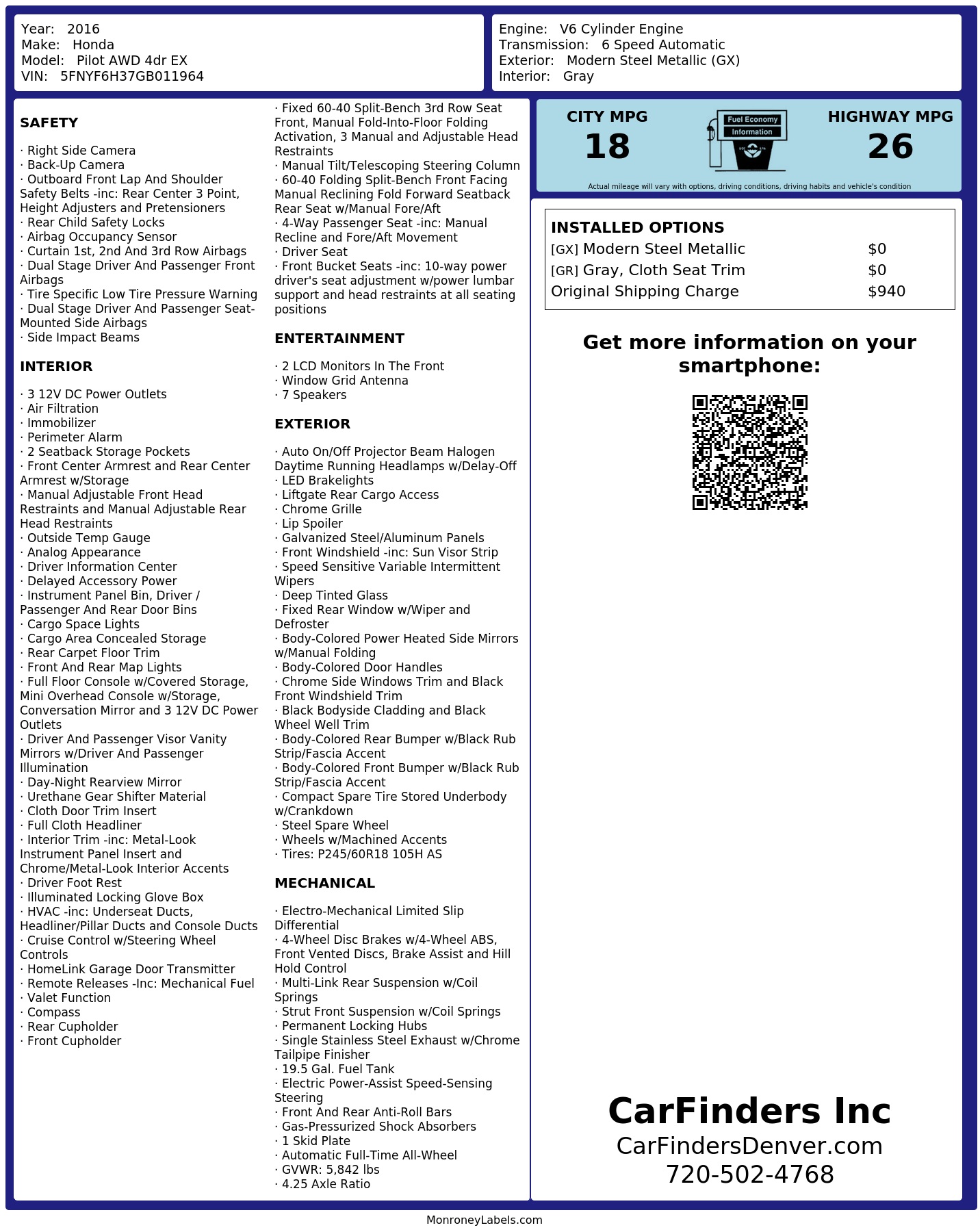 Monroney Label